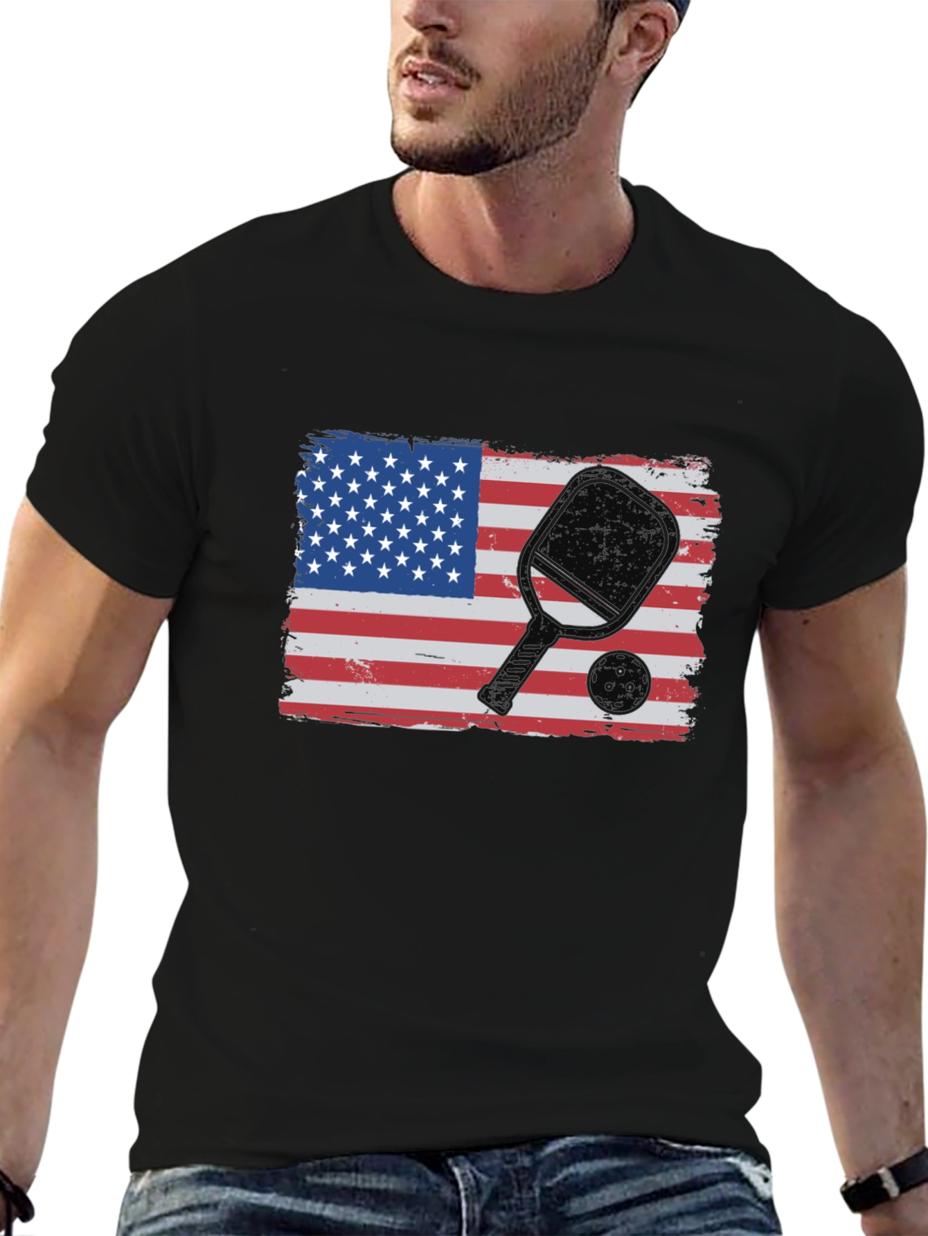 Pickleball USA Flag Graphic T-Shirt