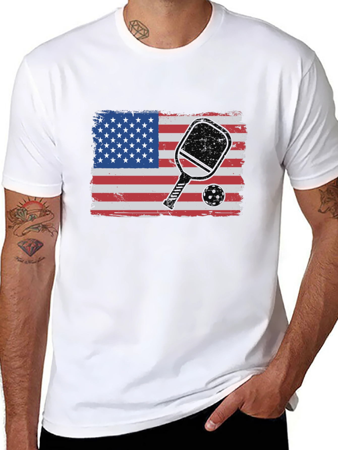 Pickleball USA Flag Graphic T-Shirt