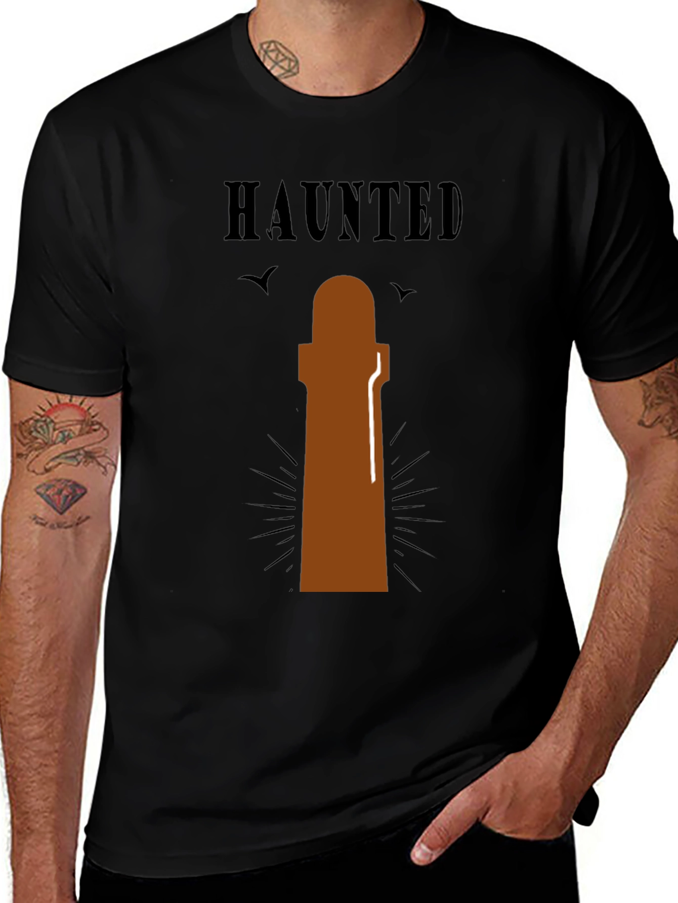 Haunted Lighthouse Graphic T-Shirt - Spooky Tee