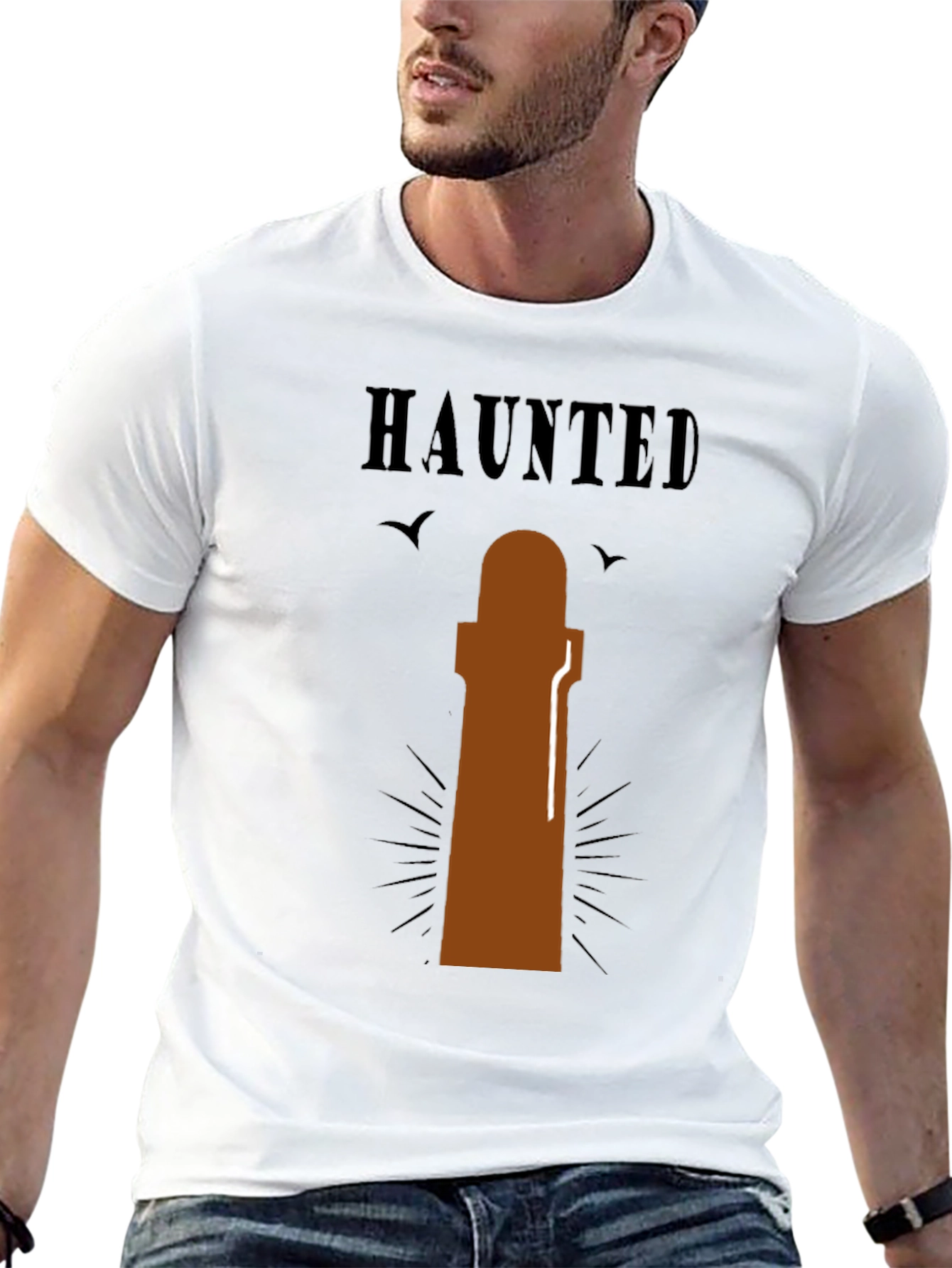 Haunted Lighthouse Graphic T-Shirt - Spooky Tee
