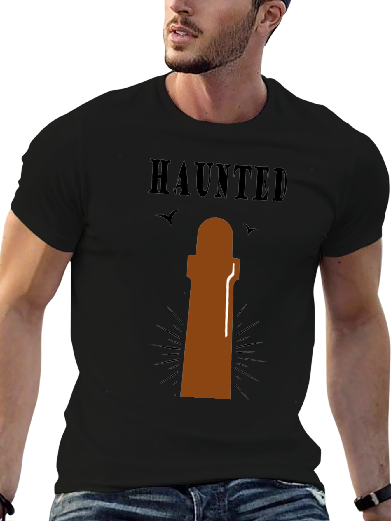 Haunted Lighthouse Graphic T-Shirt - Spooky Tee