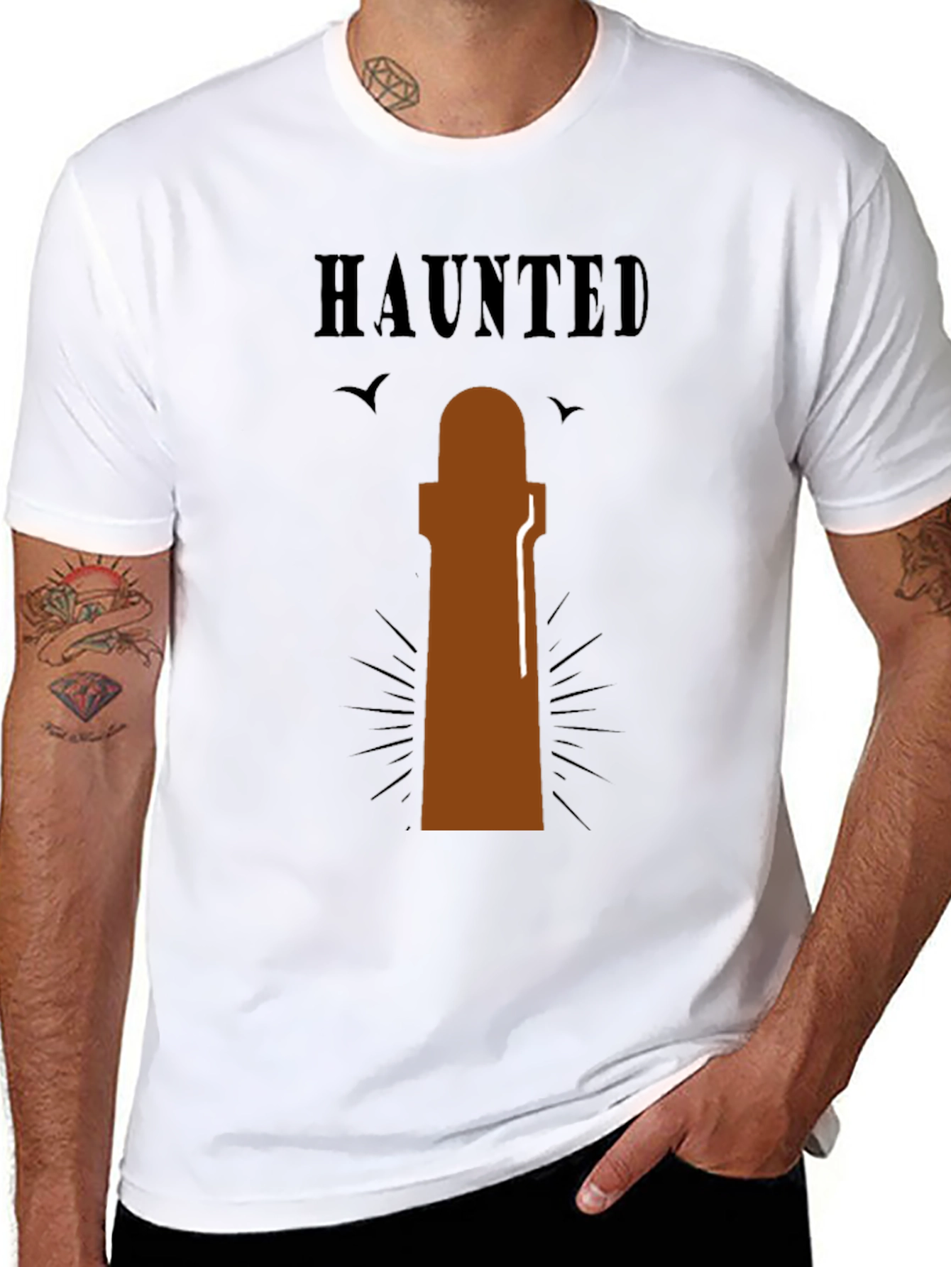 Haunted Lighthouse Graphic T-Shirt - Spooky Tee