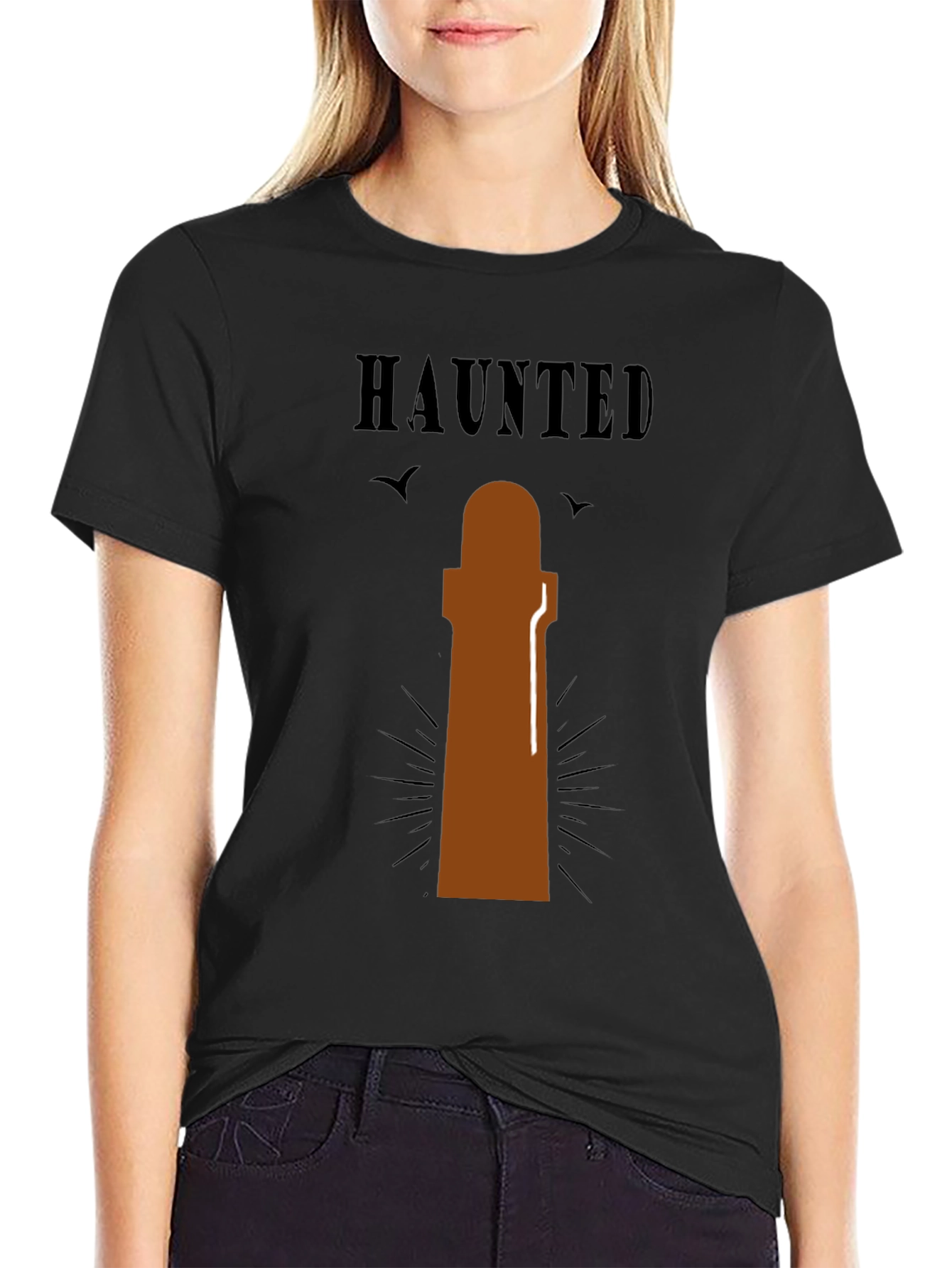 Haunted Lighthouse Graphic T-Shirt - Spooky Tee