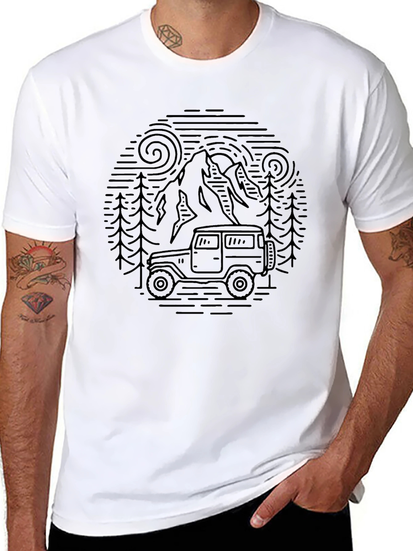 Off-Road Adventure Tee - Mountain Scene Graphic