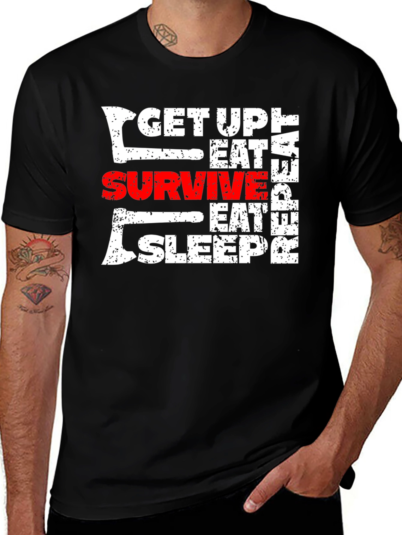 Get Up Eat Survive T-Shirt Black