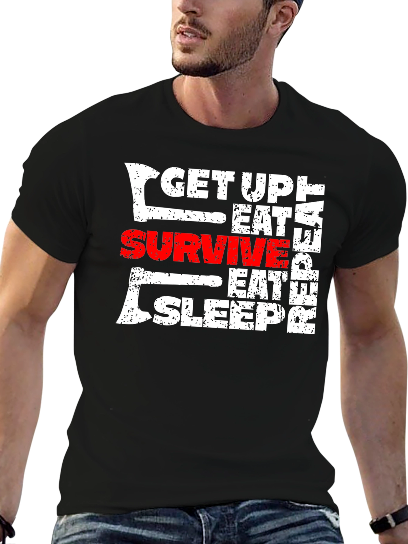 Get Up Eat Survive T-Shirt Black