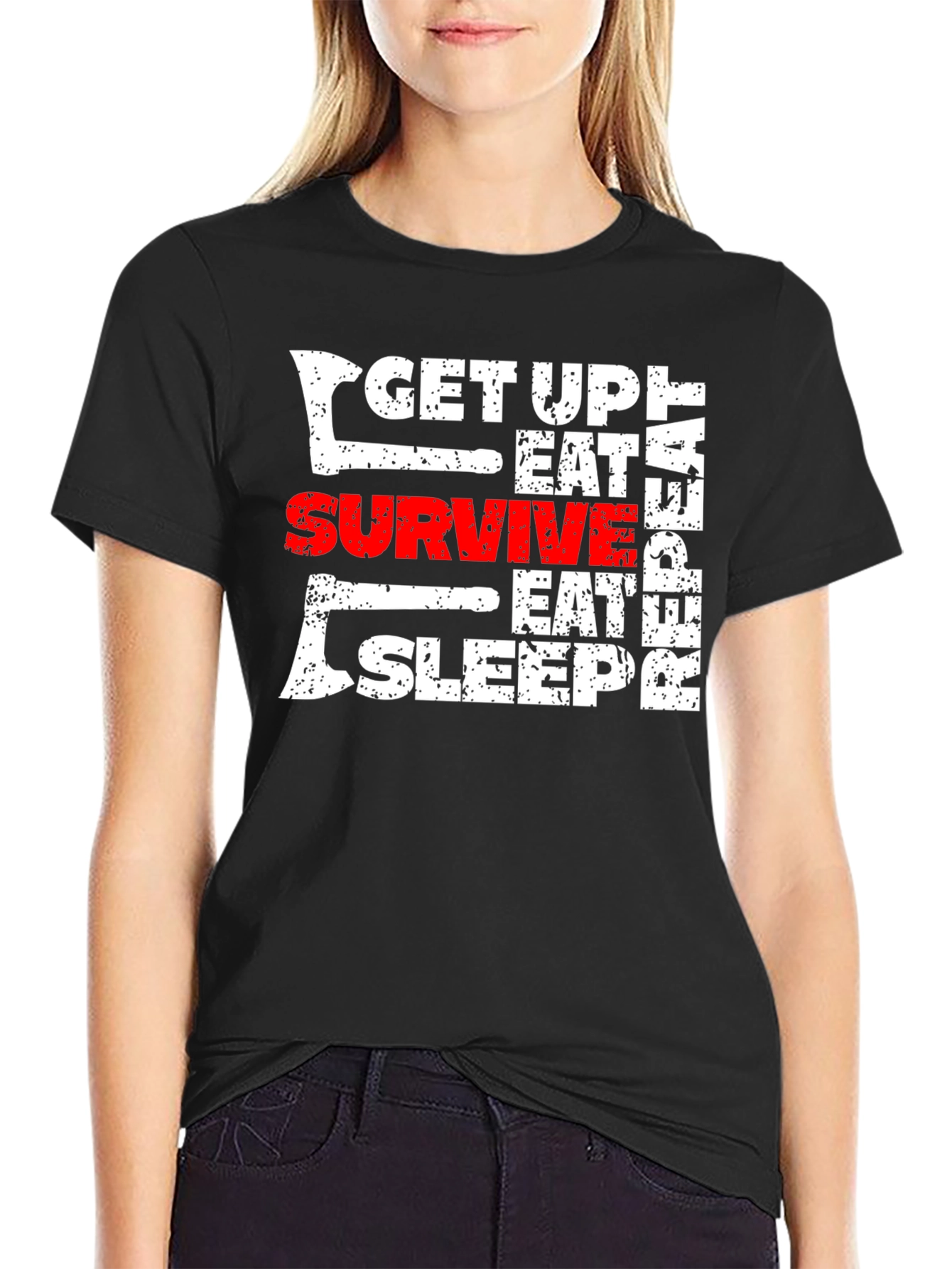 Get Up Eat Survive T-Shirt Black