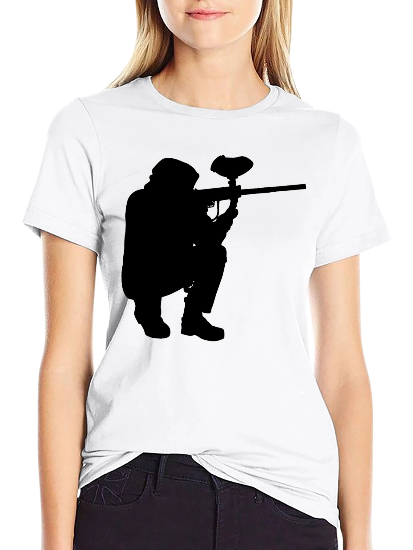 Paintball Player Silhouette Black T-Shirt