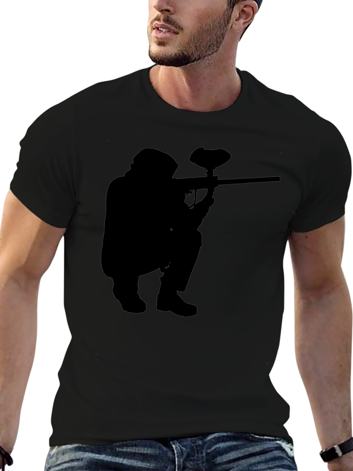 Paintball Player Silhouette Black T-Shirt