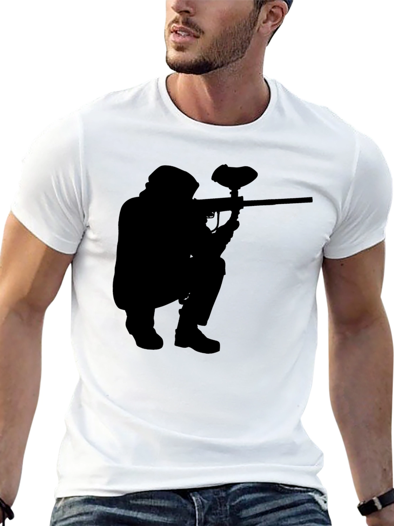 Paintball Player Silhouette Black T-Shirt
