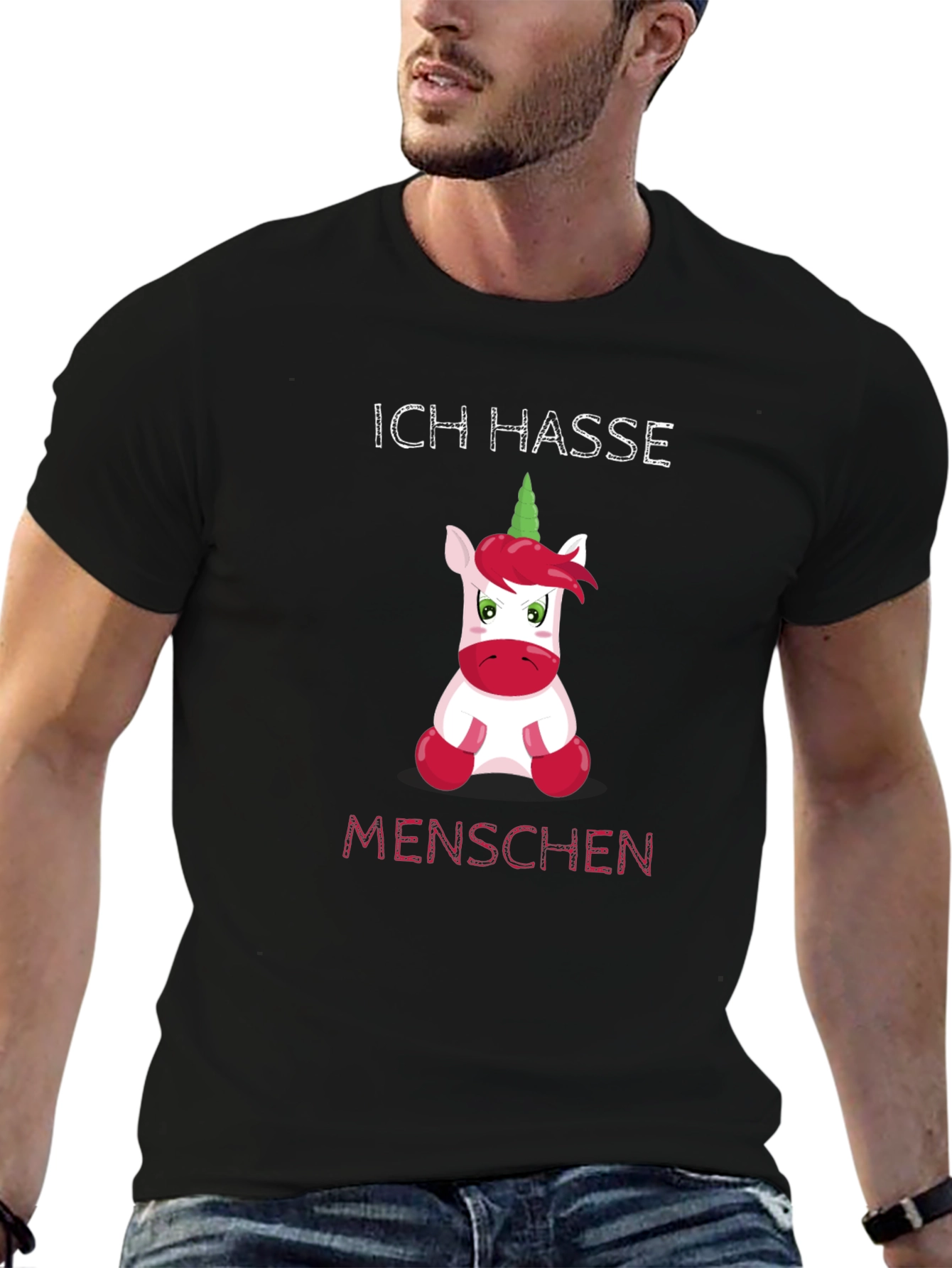 Ich Hasse Menschen Unicorn Graphic T-Shirt