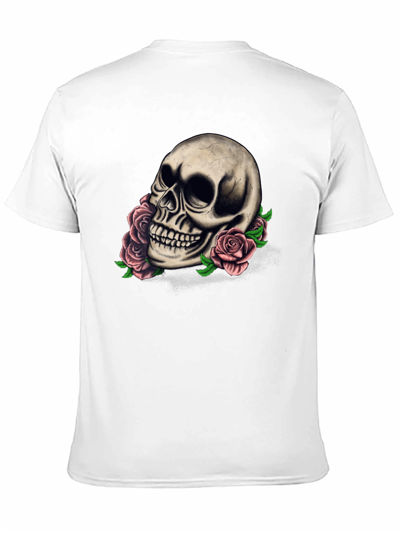 Skull and Roses Graphic Tee - Dark Style