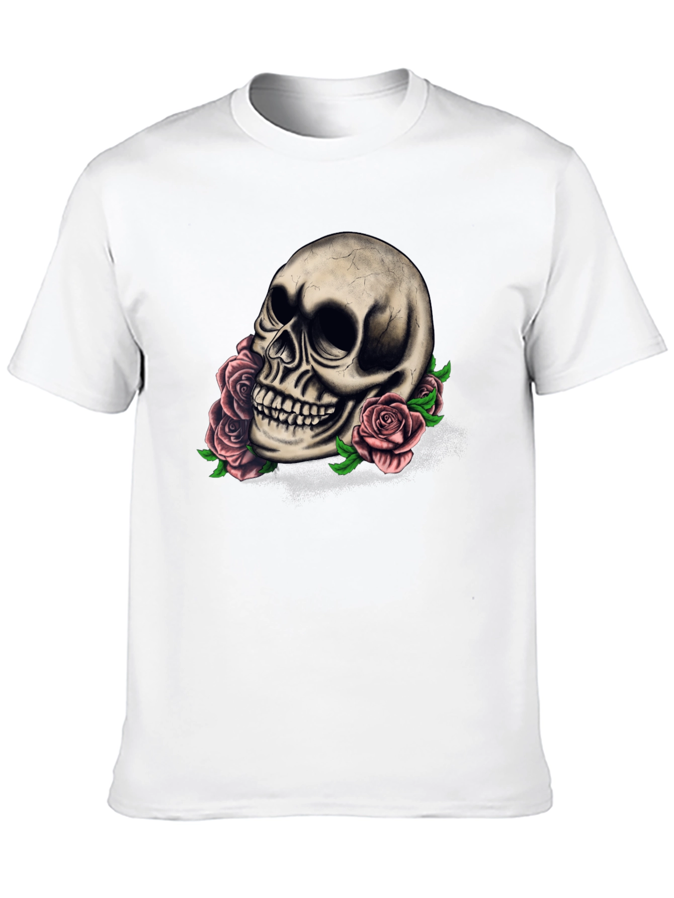 Skull and Roses Graphic Tee - Dark Style