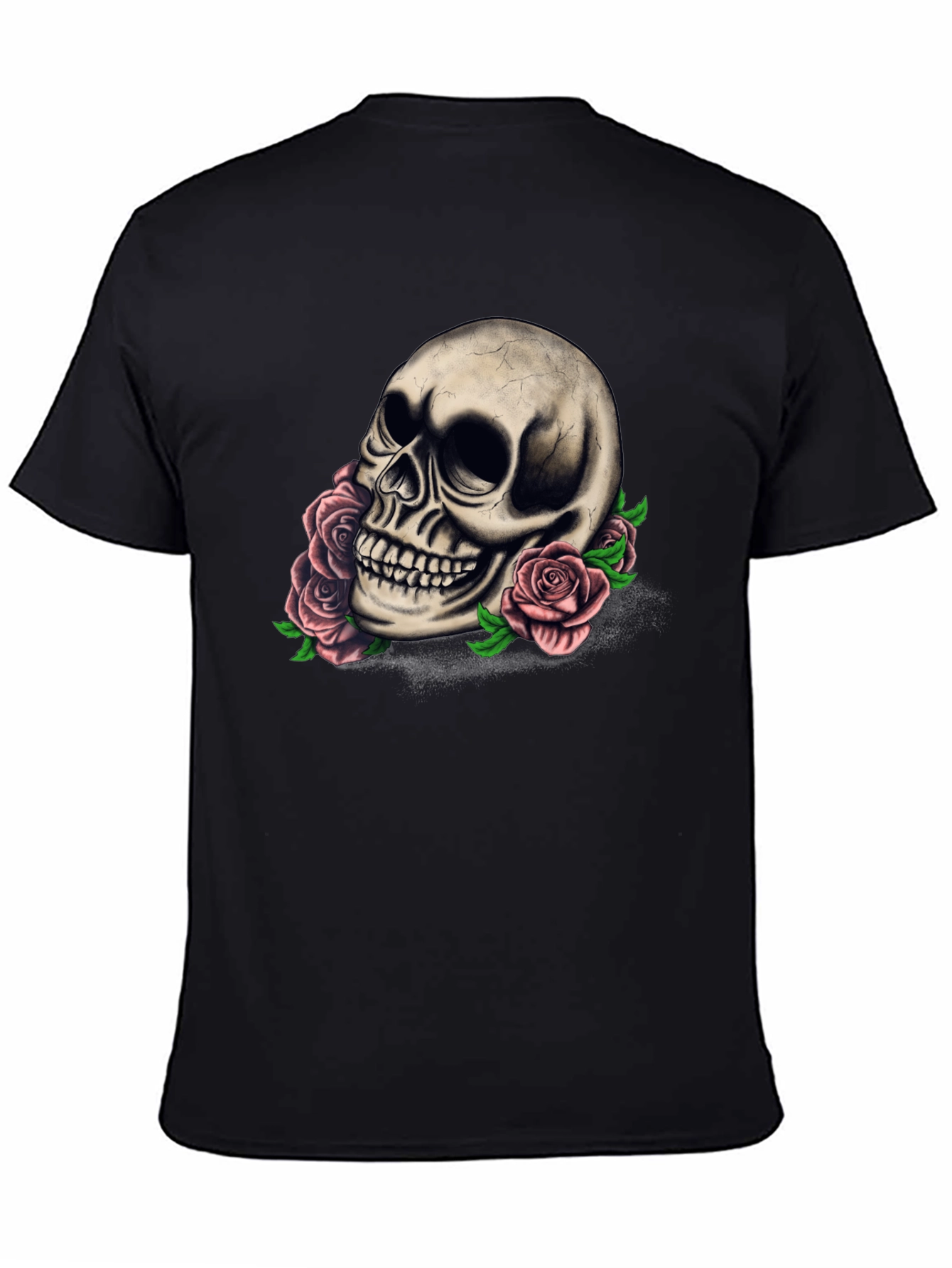 Skull and Roses Graphic Tee - Dark Style