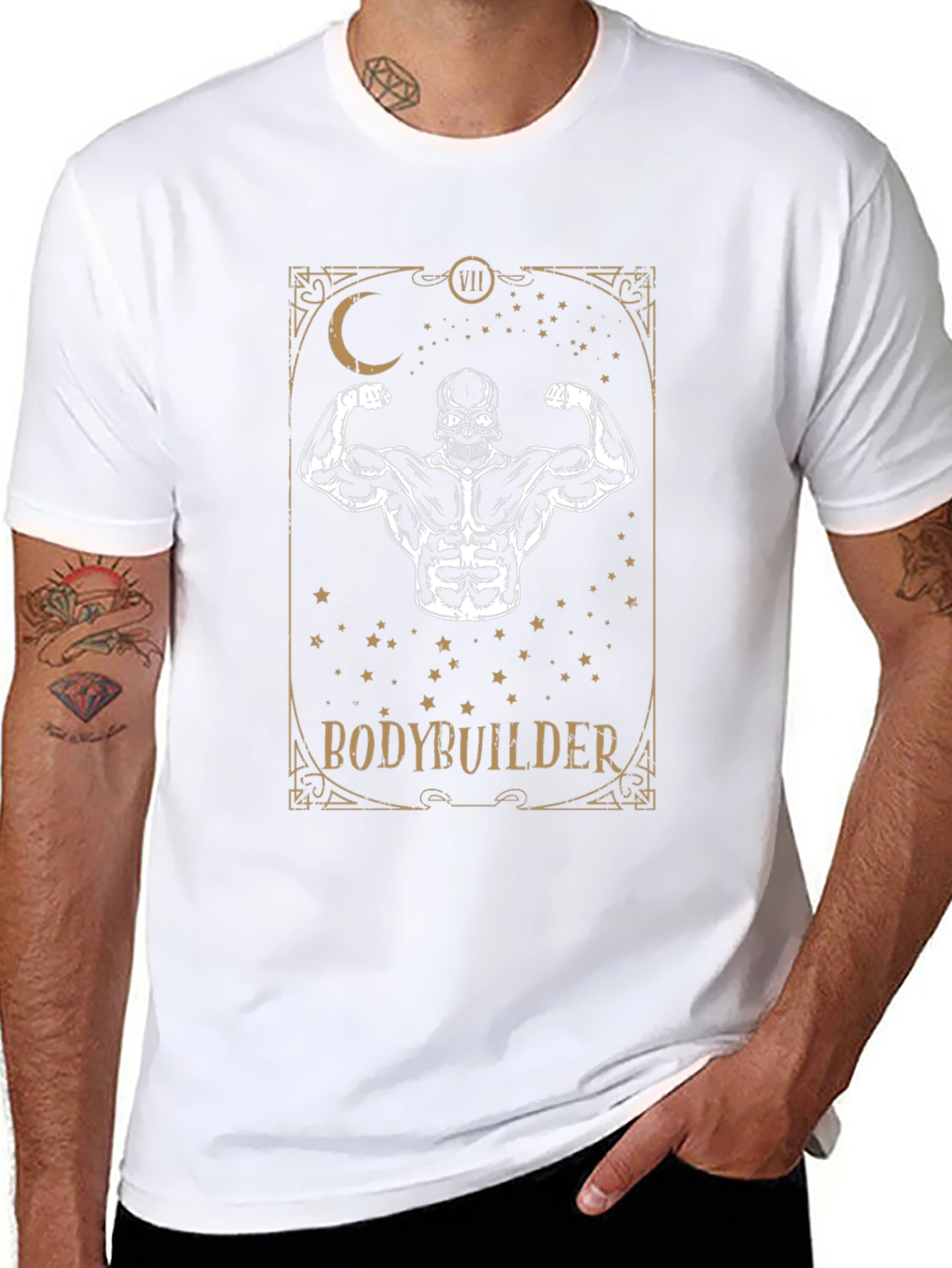 Bodybuilder Skeleton Graphic Tee - Fitness Motivation