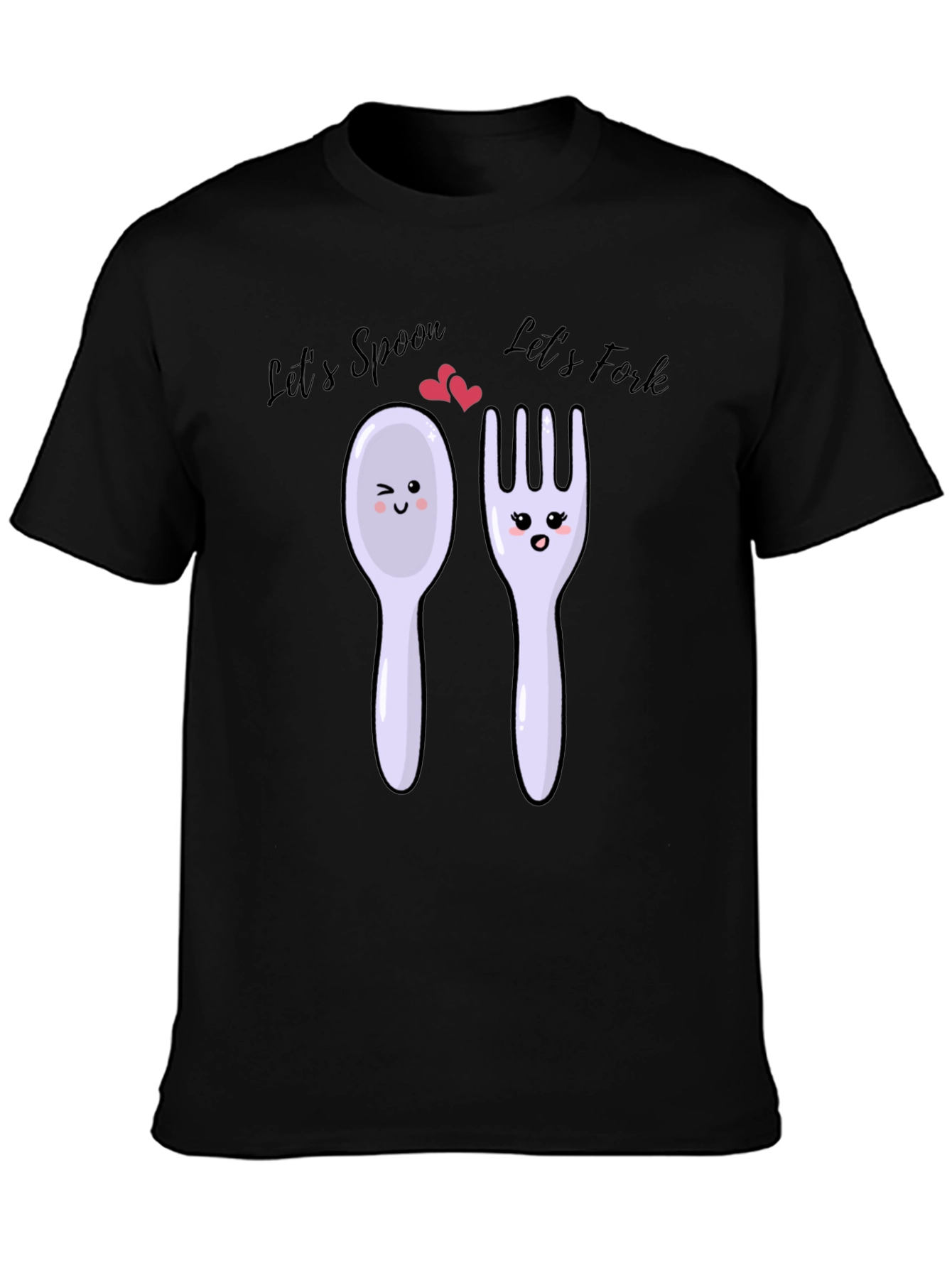 Lets Spoon Lets Fork Black T-Shirt