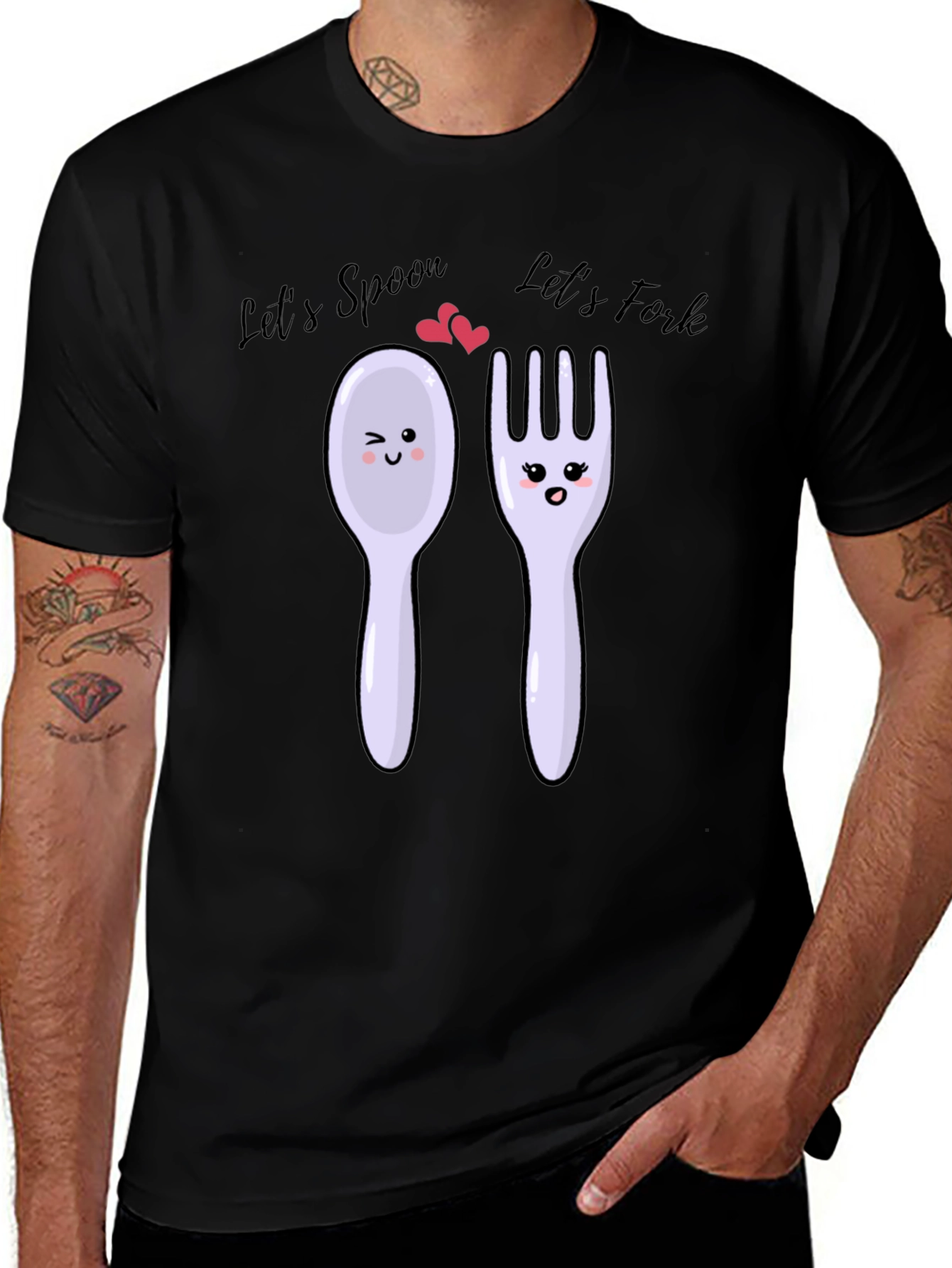 Lets Spoon Lets Fork Black T-Shirt