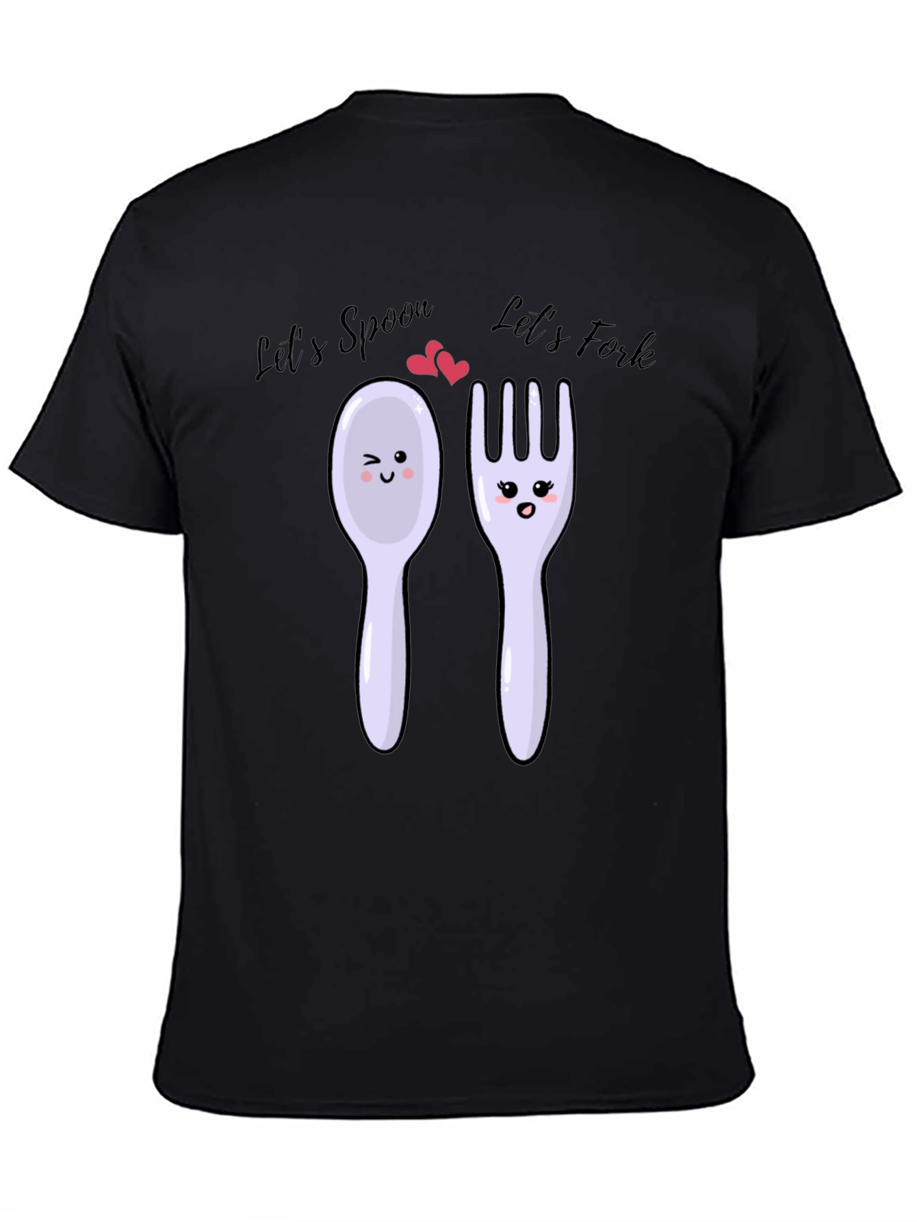Lets Spoon Lets Fork Black T-Shirt