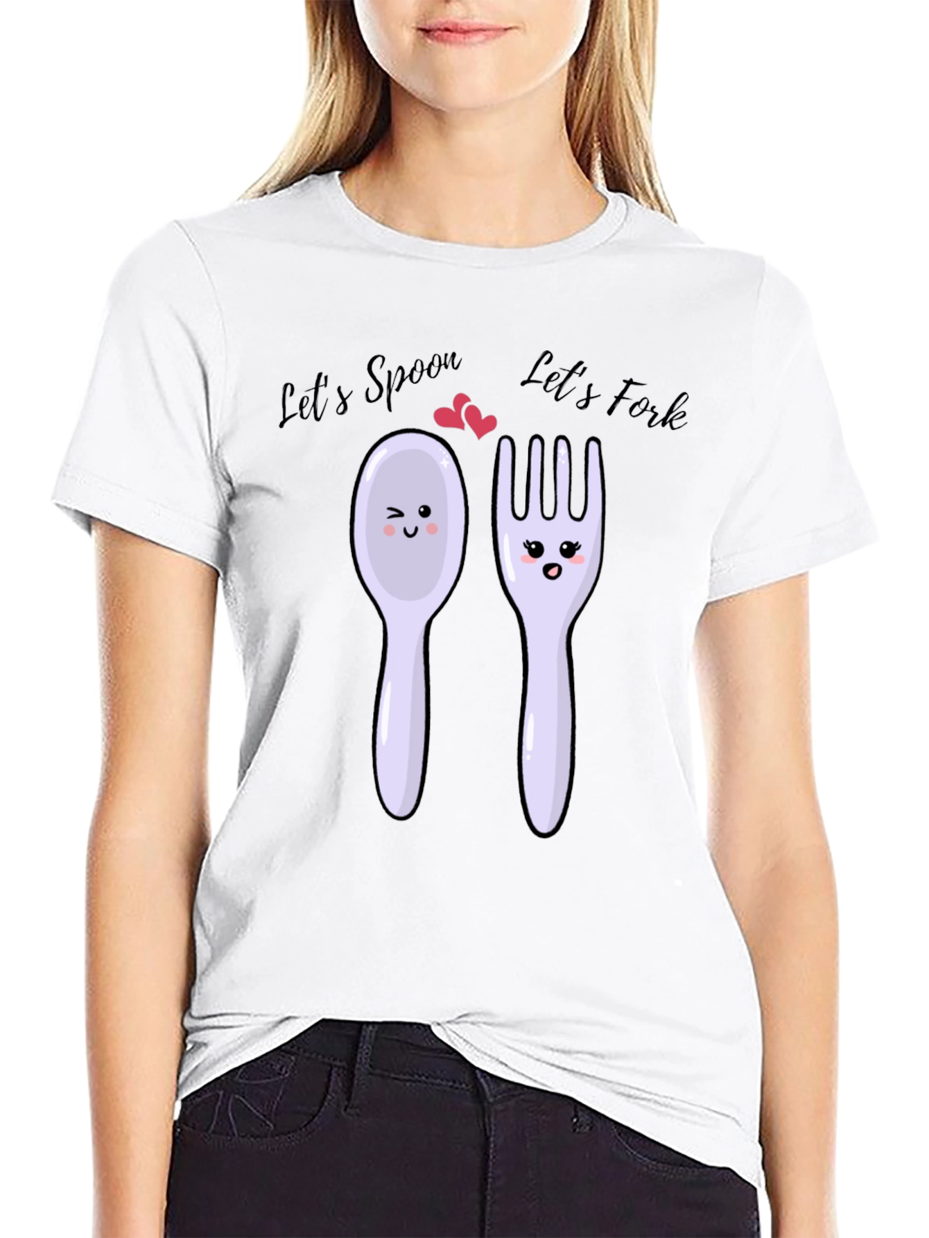 Lets Spoon Lets Fork Black T-Shirt