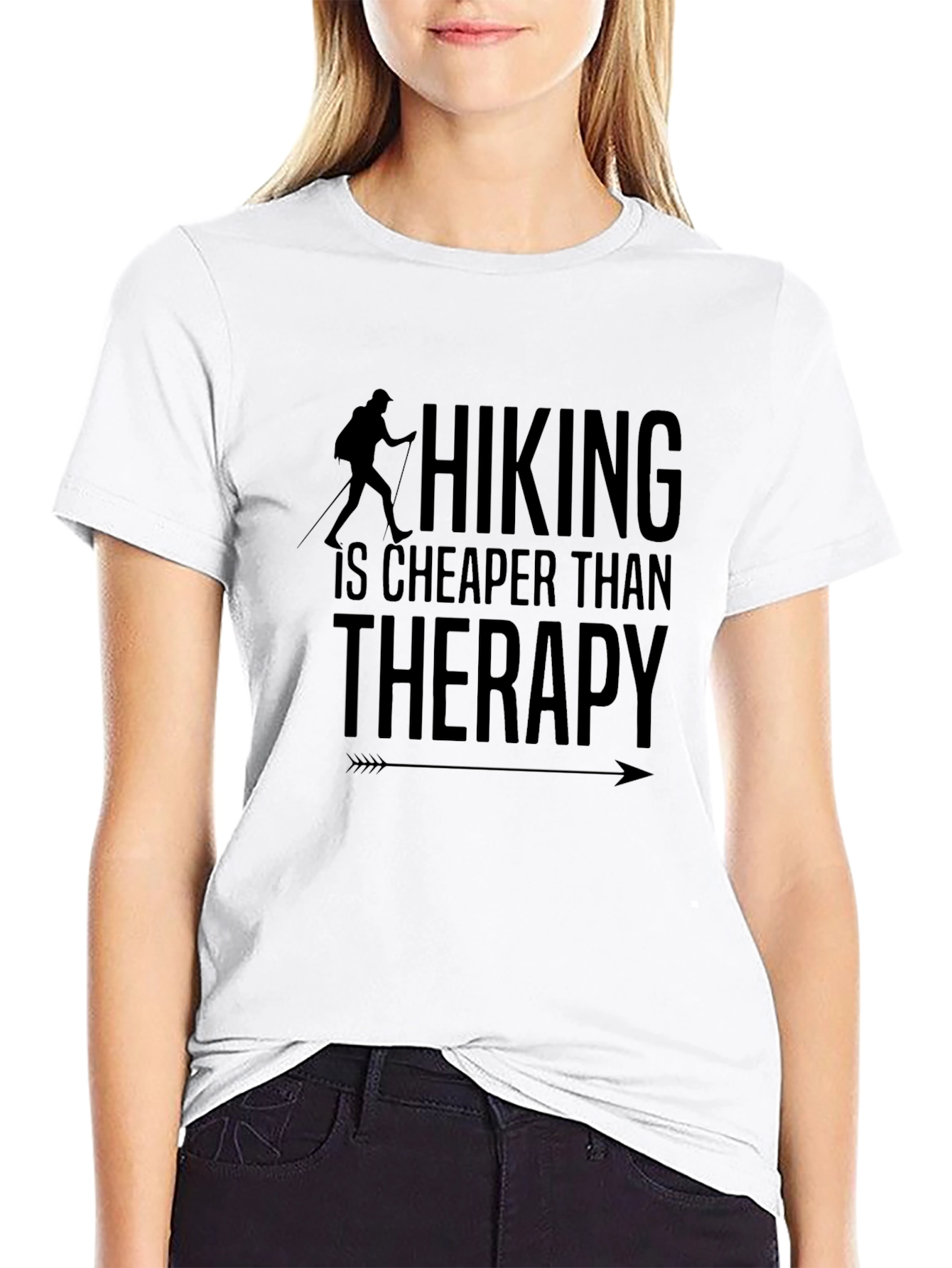 Hiking is Cheaper Than Therapy Black Tee