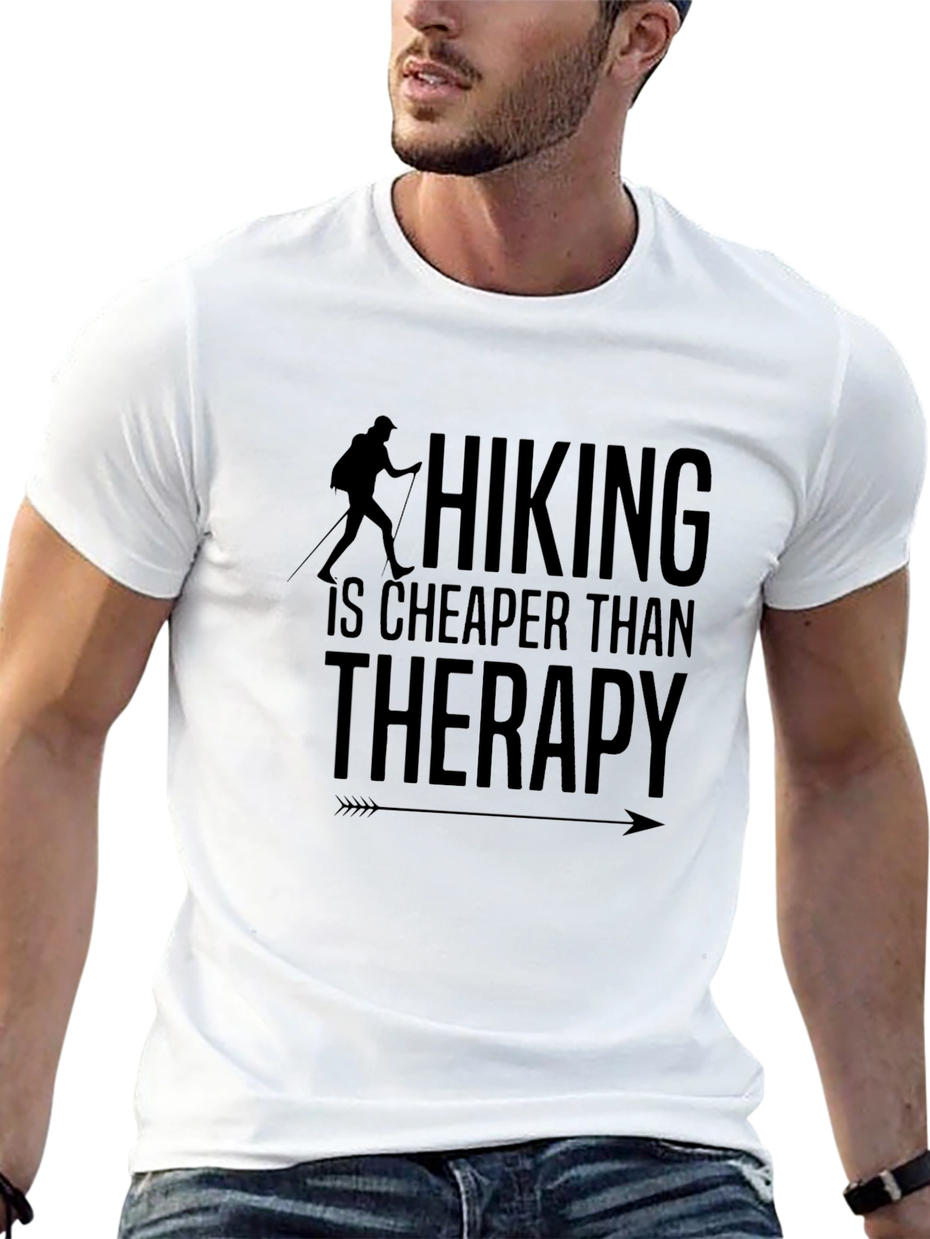 Hiking is Cheaper Than Therapy Black Tee
