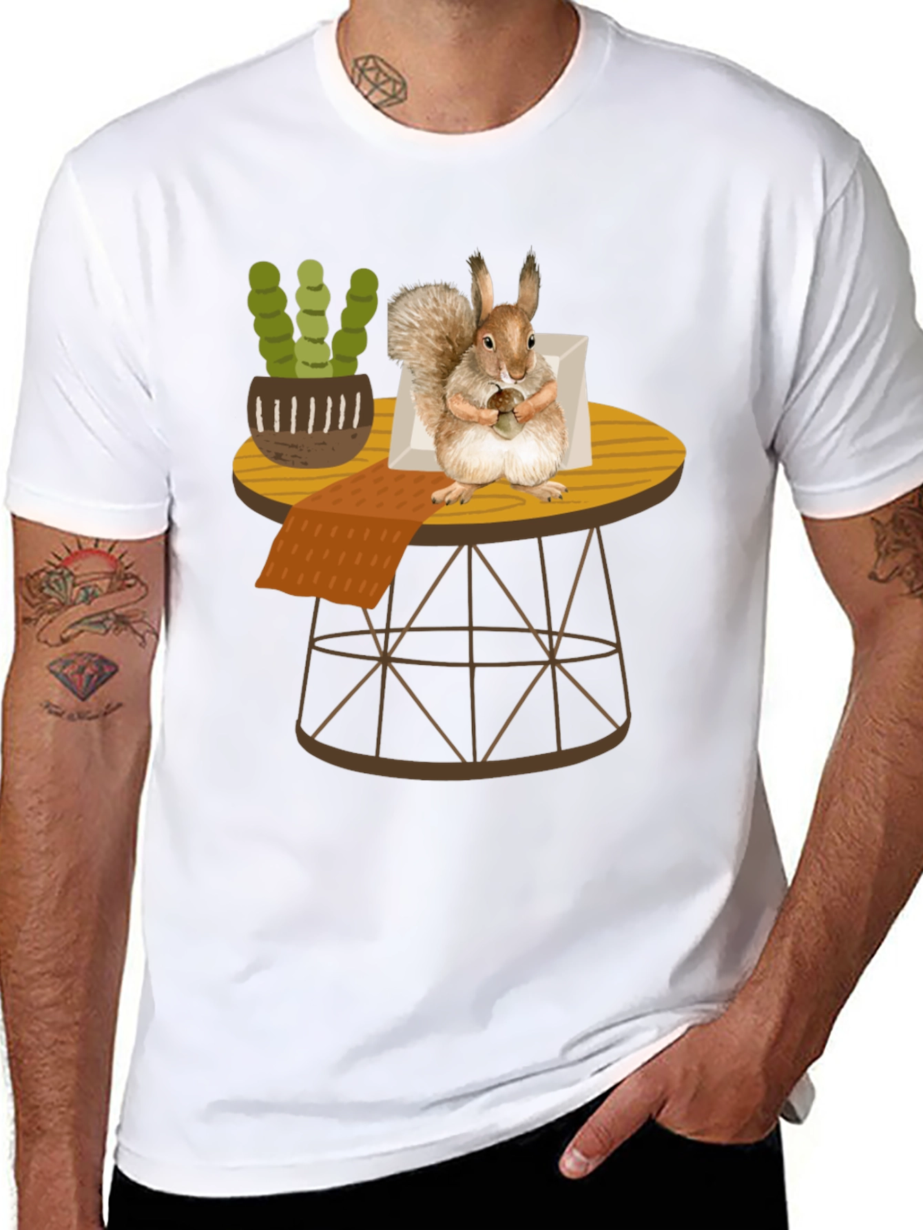 Squirrel on Table Graphic Tee - Whimsical Comfort