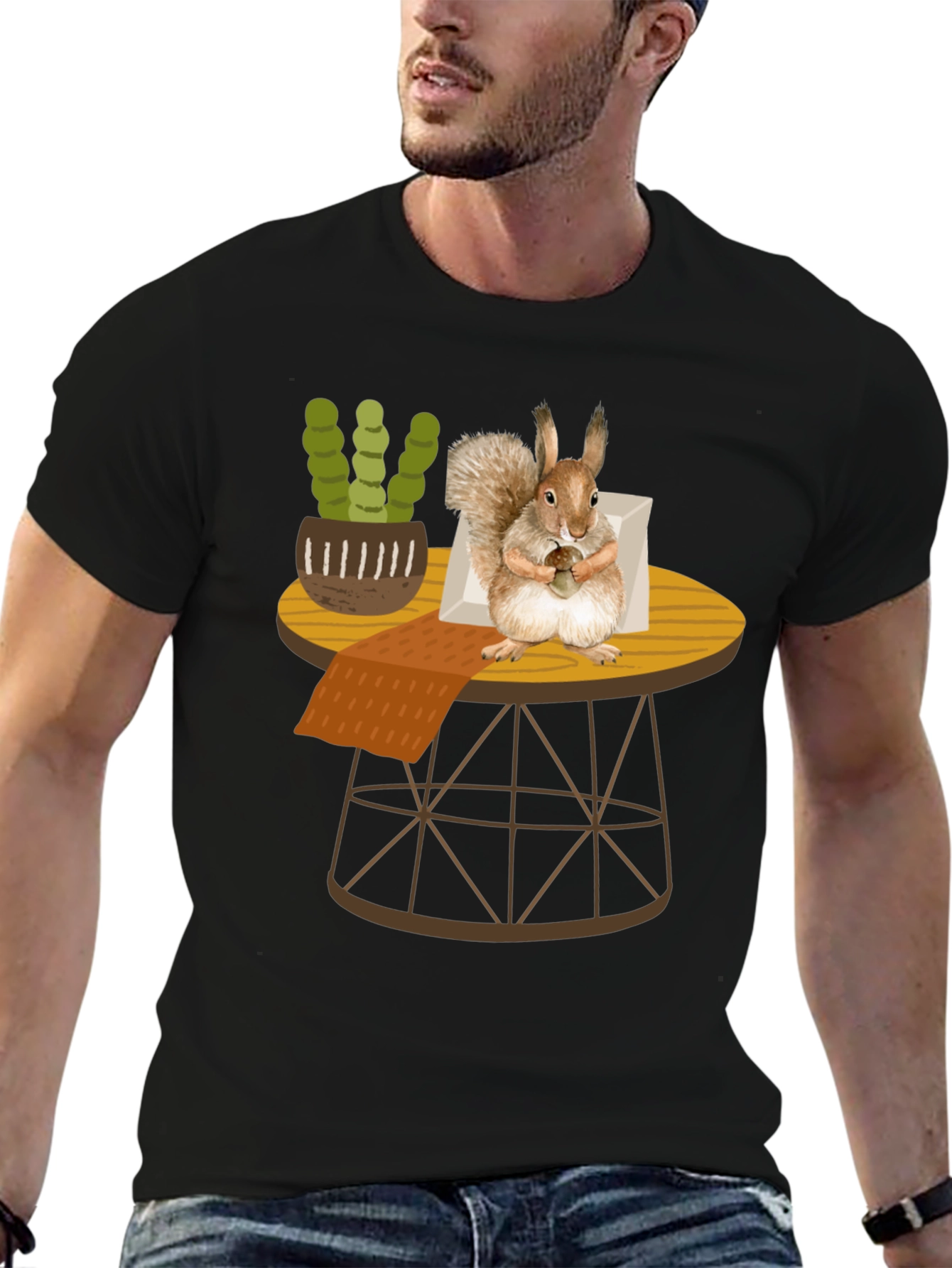 Squirrel on Table Graphic Tee - Whimsical Comfort
