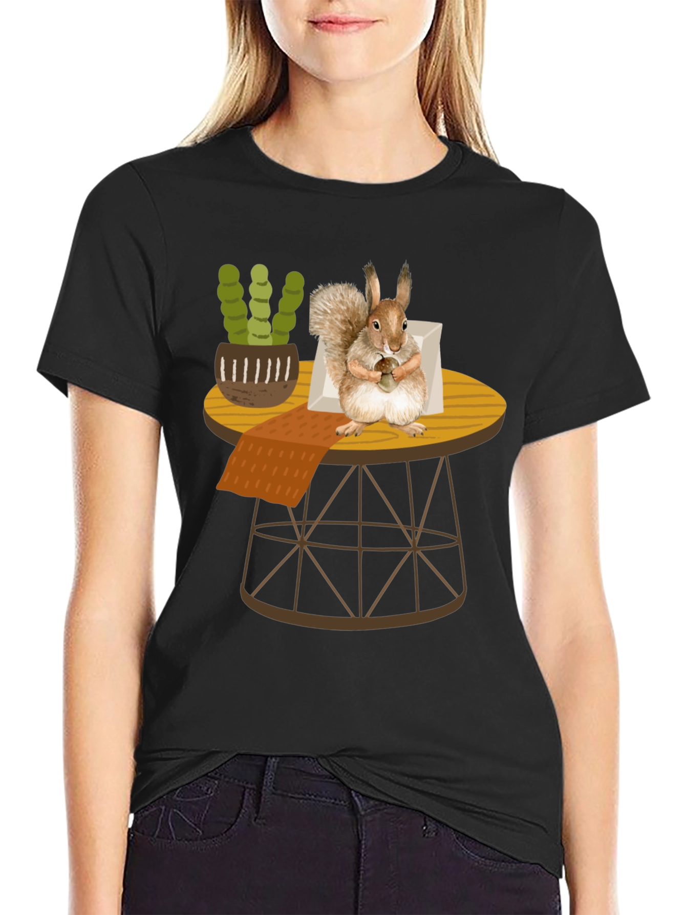 Squirrel on Table Graphic Tee - Whimsical Comfort