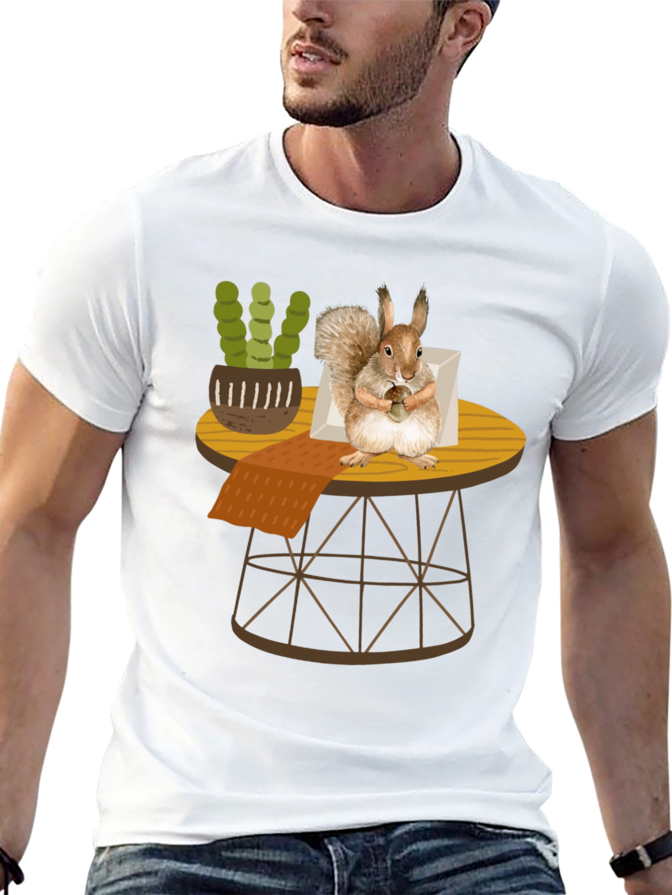 Squirrel on Table Graphic Tee - Whimsical Comfort