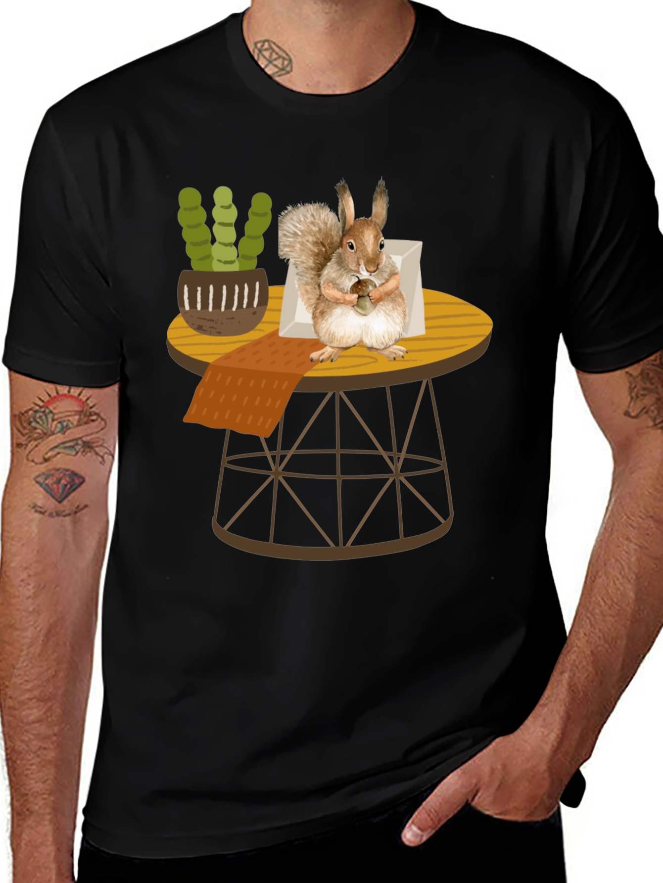 Squirrel on Table Graphic Tee - Whimsical Comfort