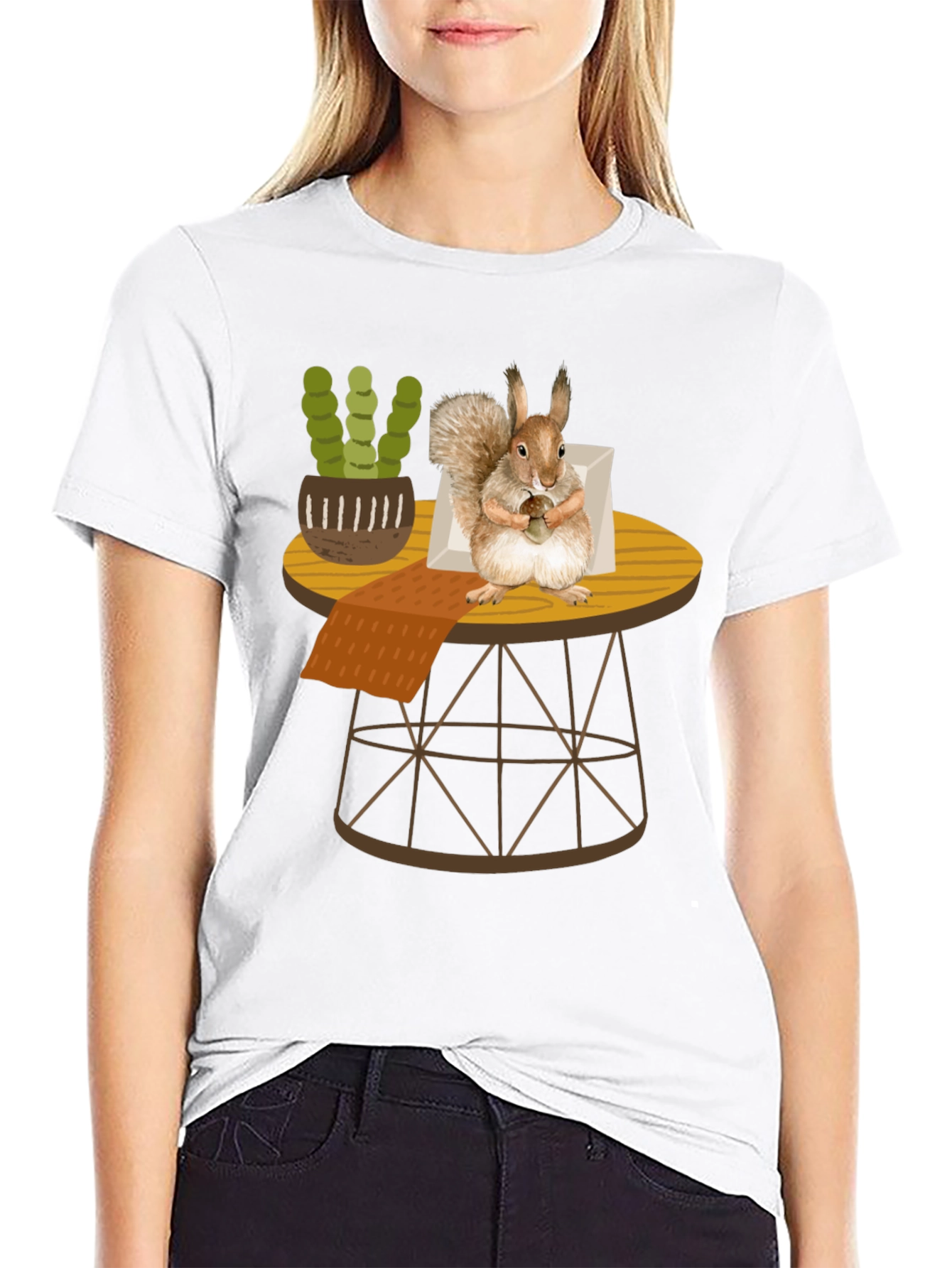 Squirrel on Table Graphic Tee - Whimsical Comfort