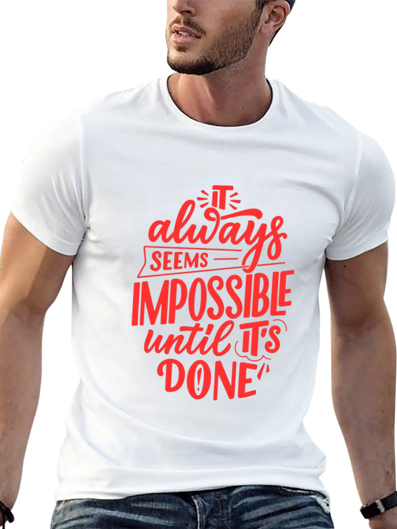 Motivational Black T-Shirt: Impossible Until Done