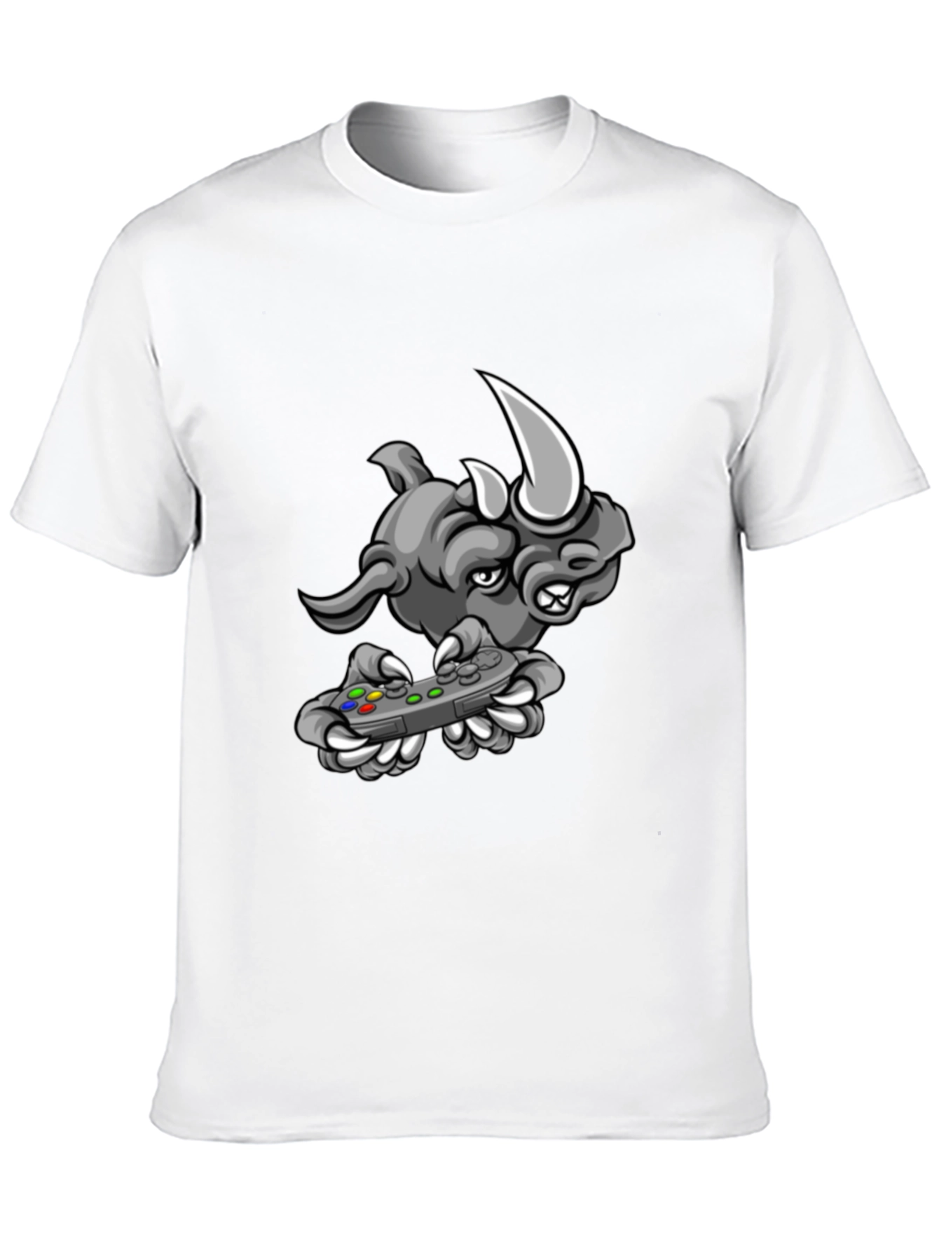 Gamer Rhino Graphic Tee - Cool Black T-Shirt