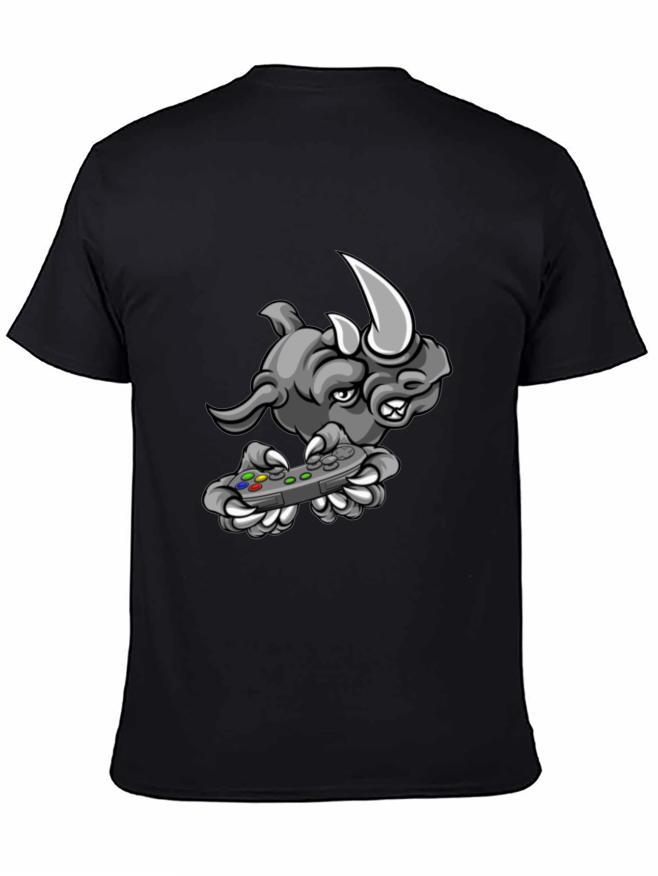 Gamer Rhino Graphic Tee - Cool Black T-Shirt