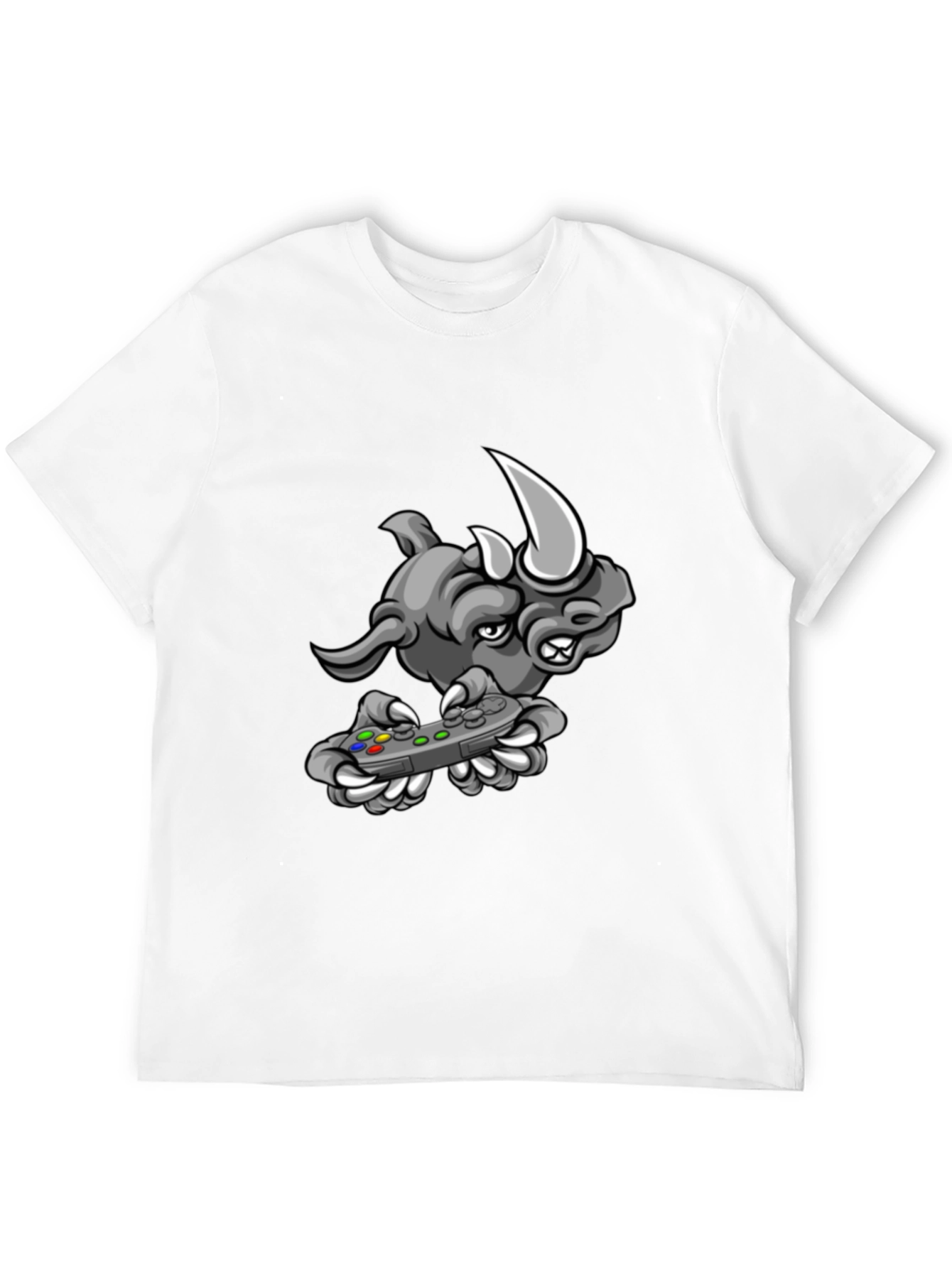 Gamer Rhino Graphic Tee - Cool Black T-Shirt