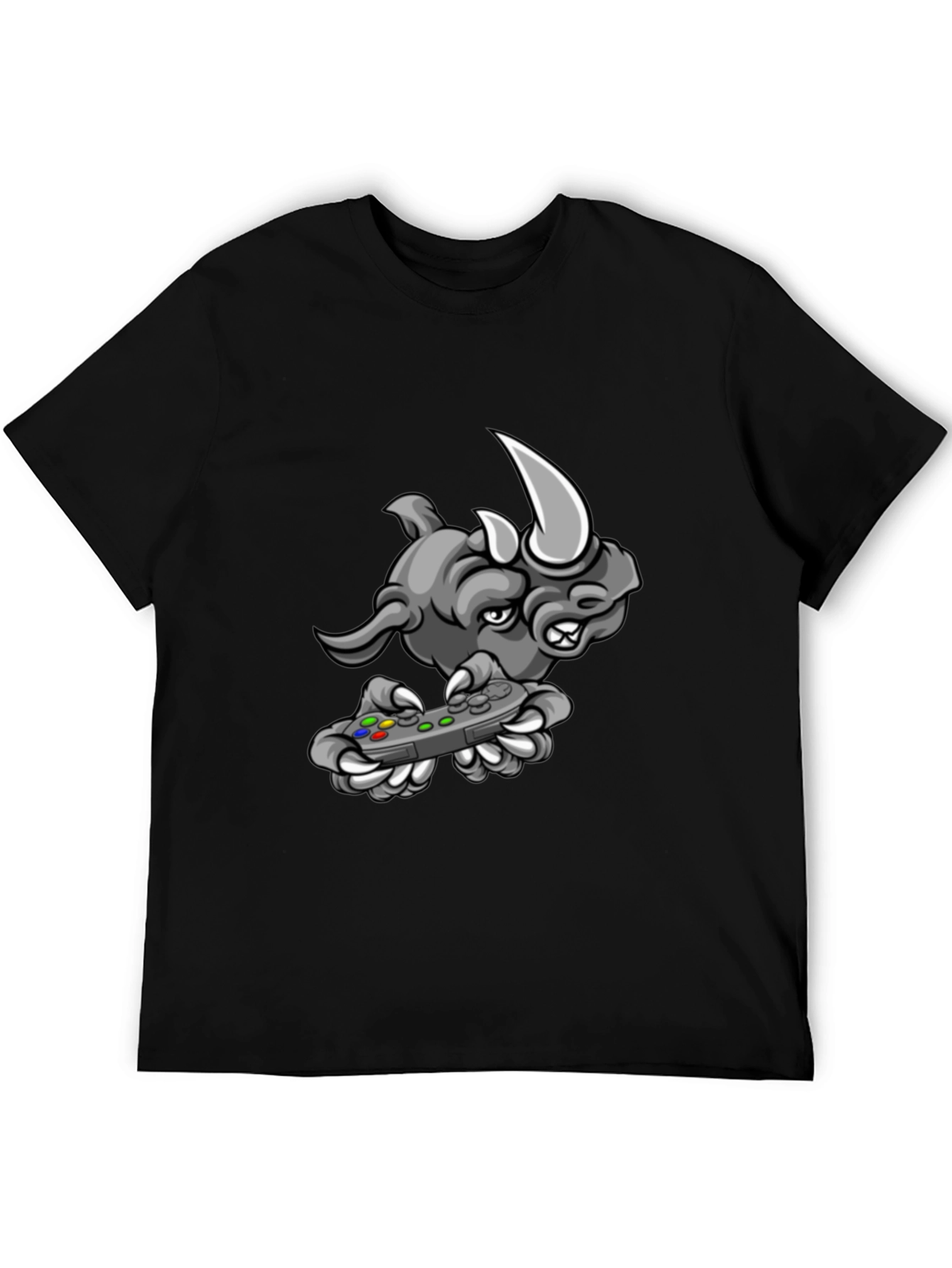 Gamer Rhino Graphic Tee - Cool Black T-Shirt