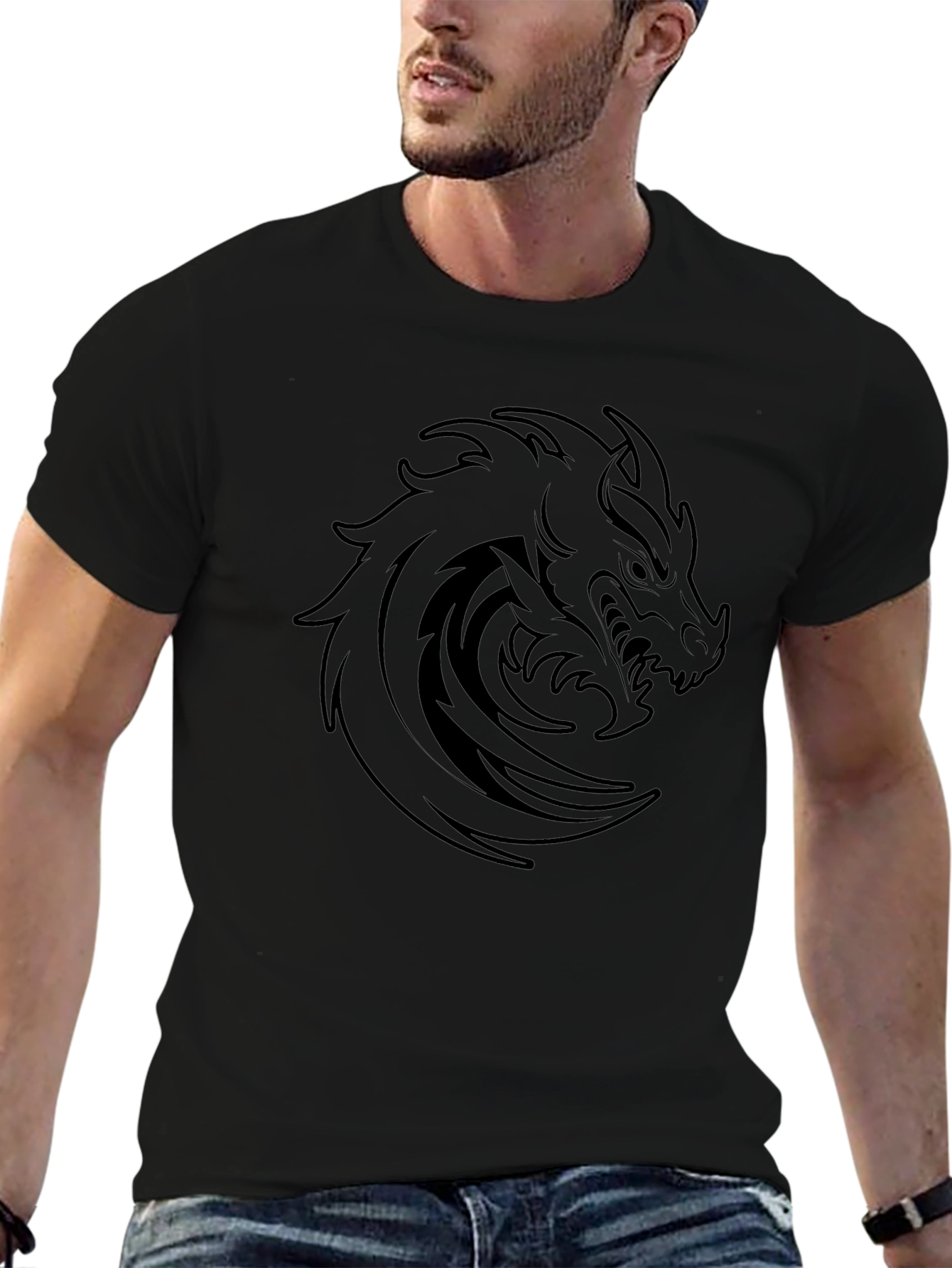 Mens Dragon Graphic Tee - Black