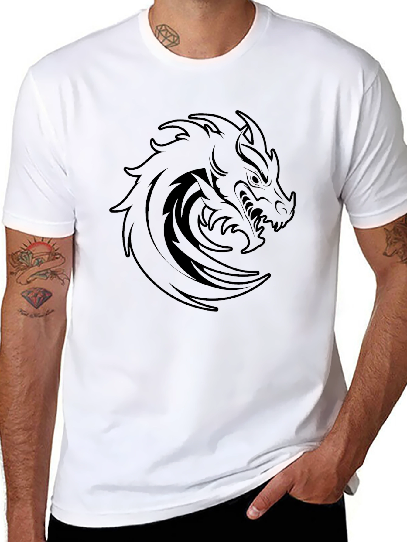 Mens Dragon Graphic Tee - Black