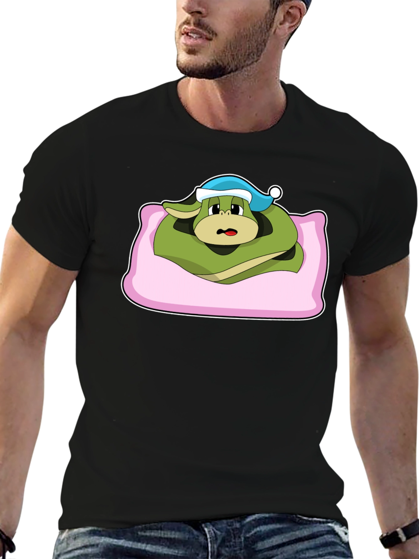 Sleepy Snake Cartoon T-Shirt