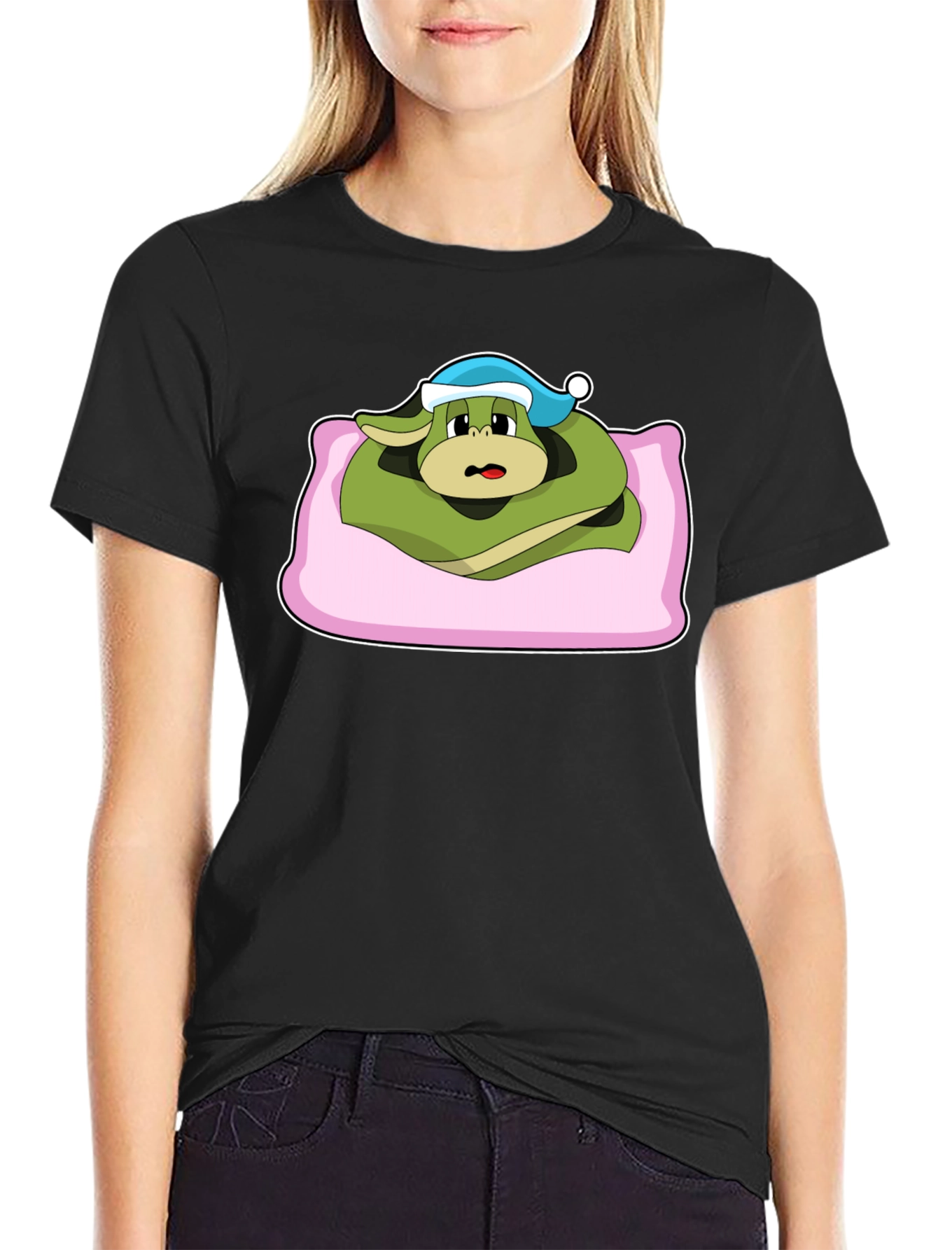 Sleepy Snake Cartoon T-Shirt