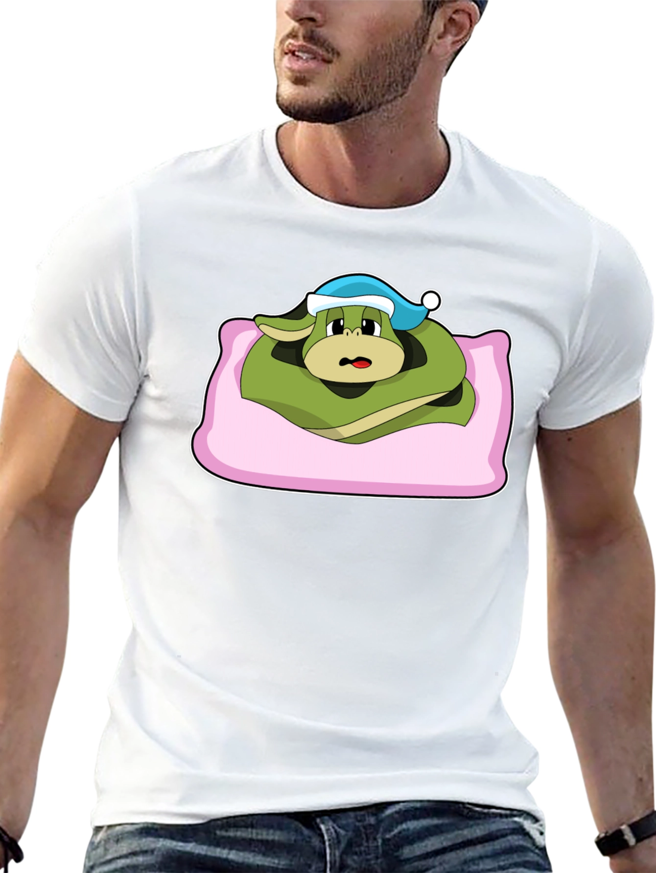 Sleepy Snake Cartoon T-Shirt