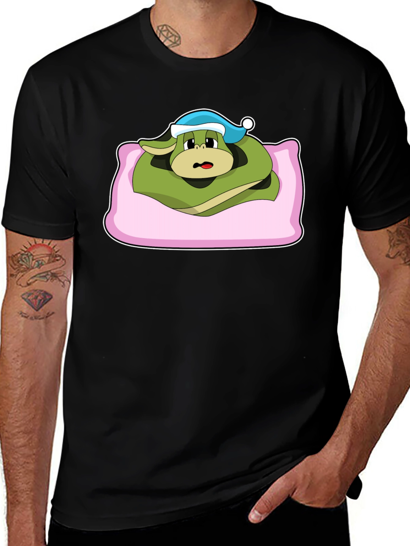 Sleepy Snake Cartoon T-Shirt