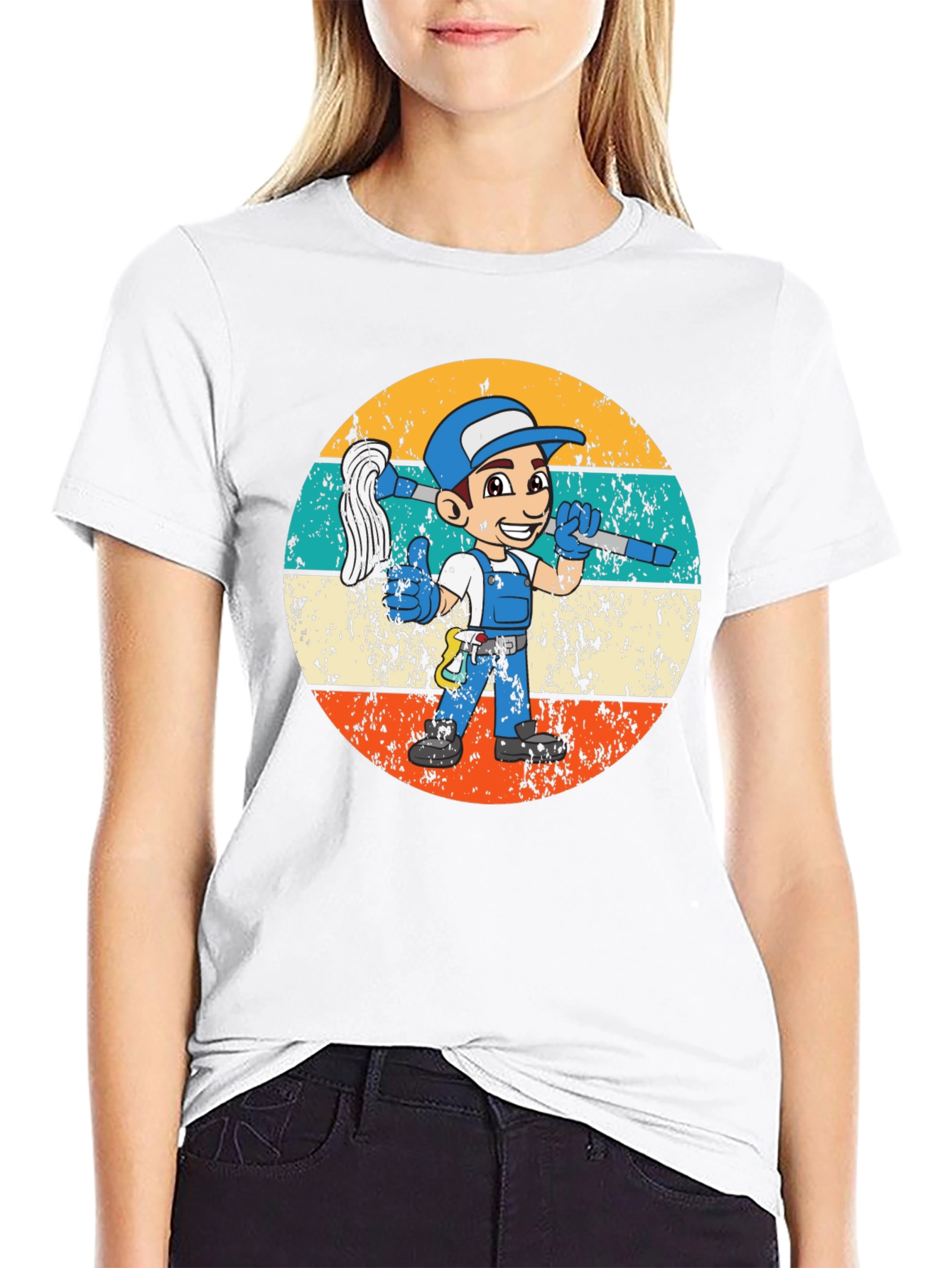 Retro Cleaning Crew Cartoon Tee
