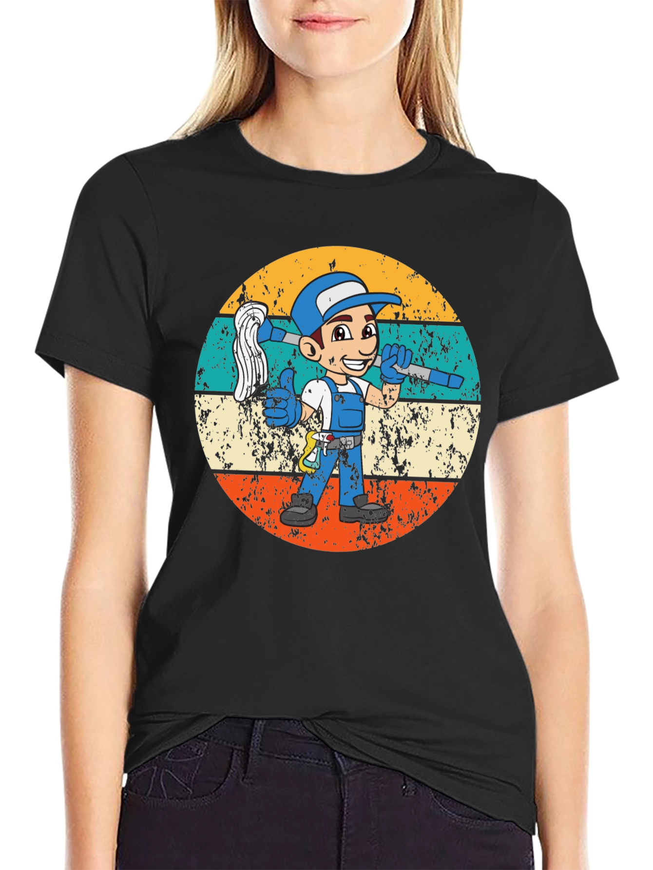 Retro Cleaning Crew Cartoon Tee