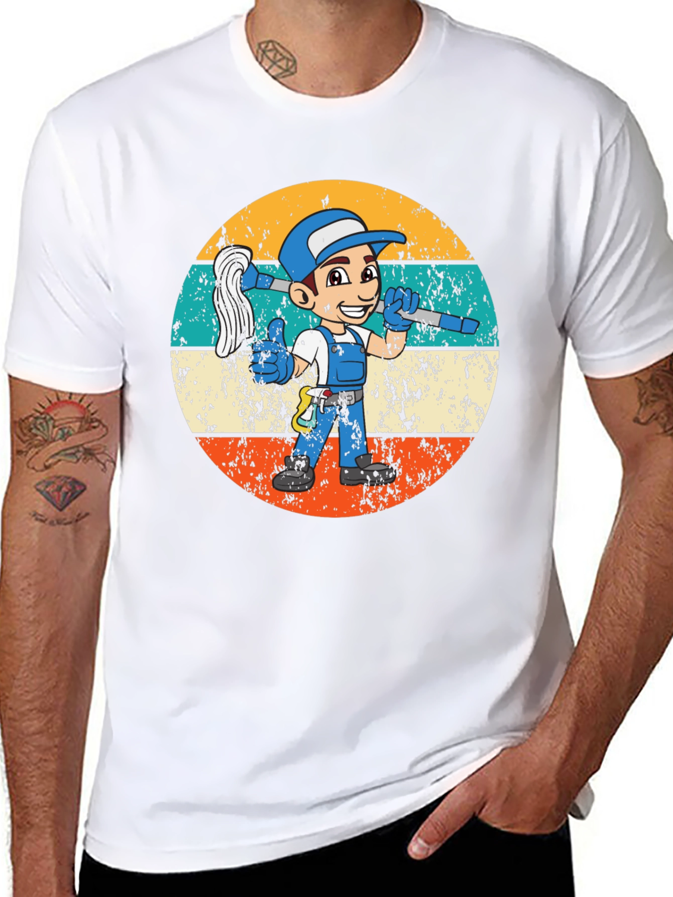 Retro Cleaning Crew Cartoon Tee
