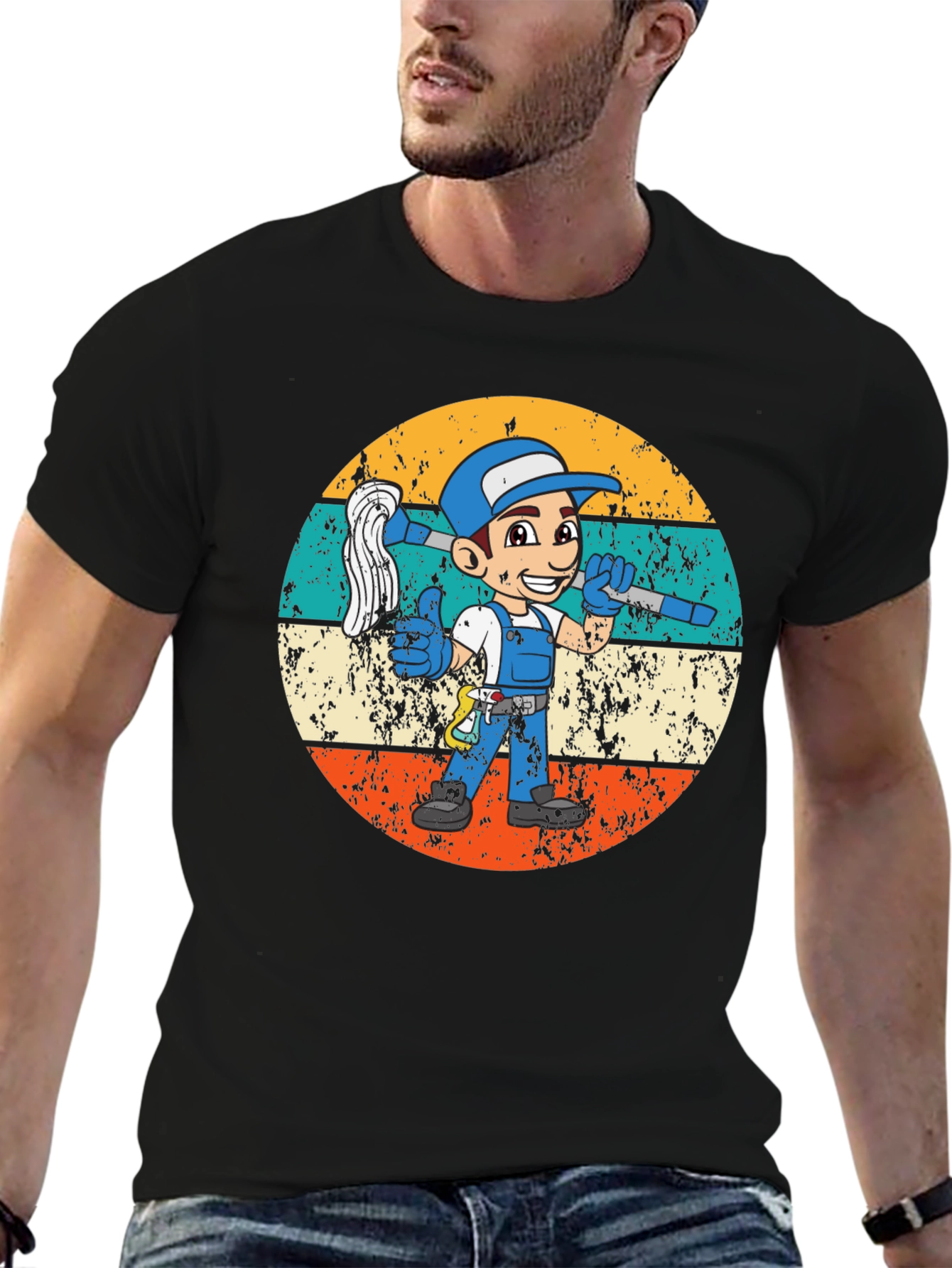 Retro Cleaning Crew Cartoon Tee