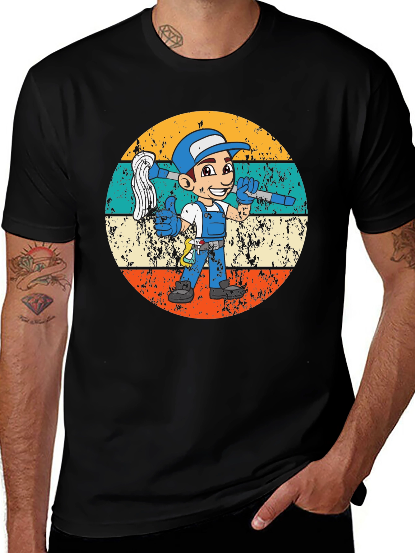 Retro Cleaning Crew Cartoon Tee