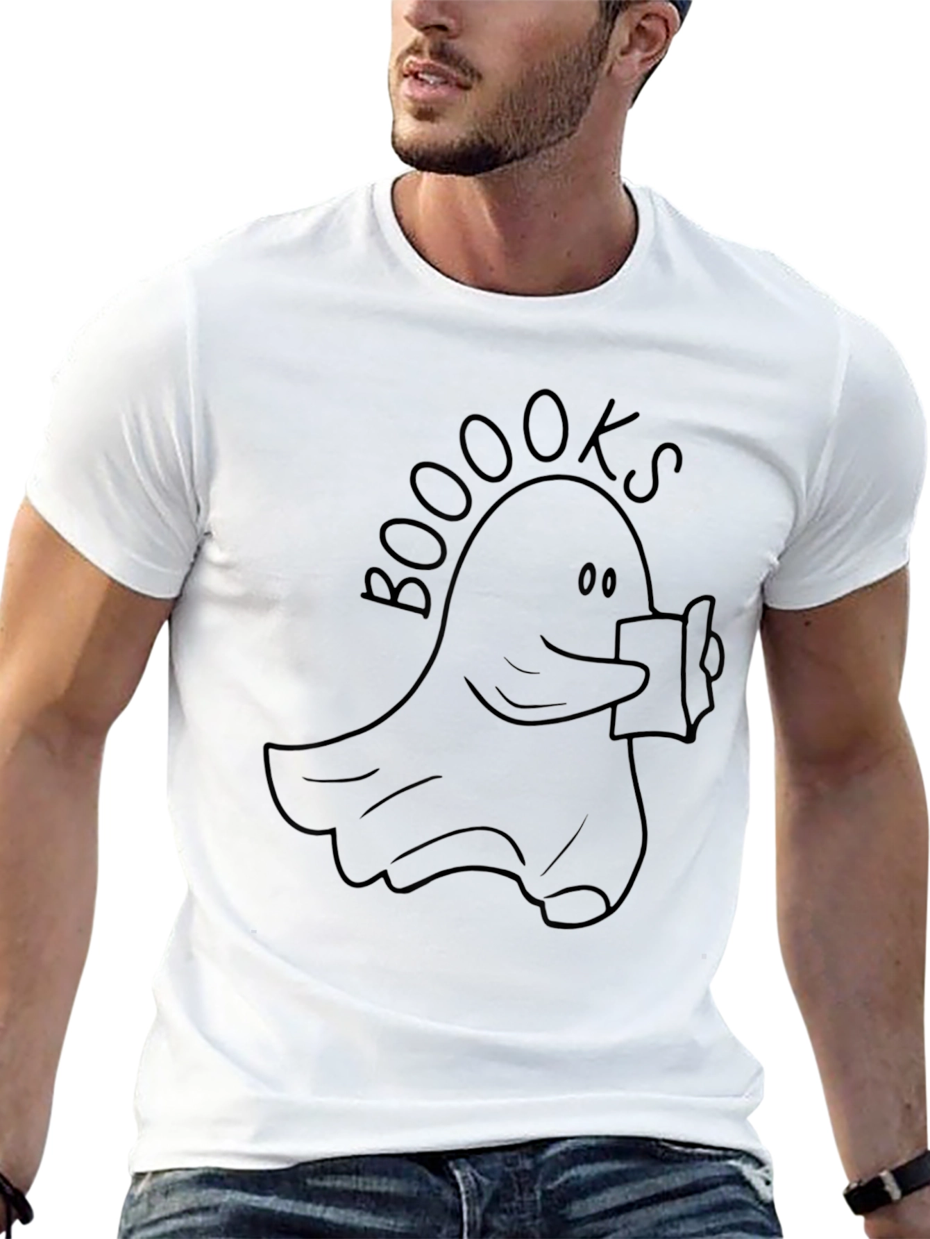 Booooks Ghost Reading T-Shirt - Halloween Apparel
