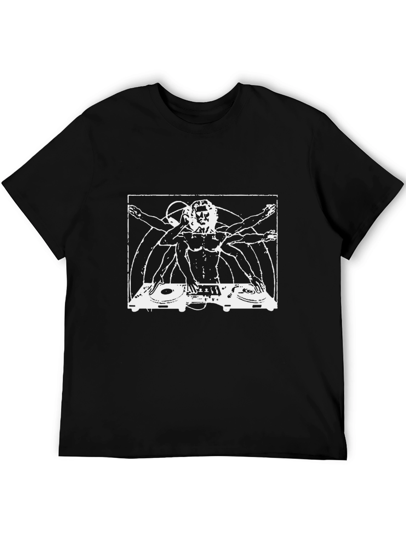 DJ Vitruvian Man Black T-Shirt
