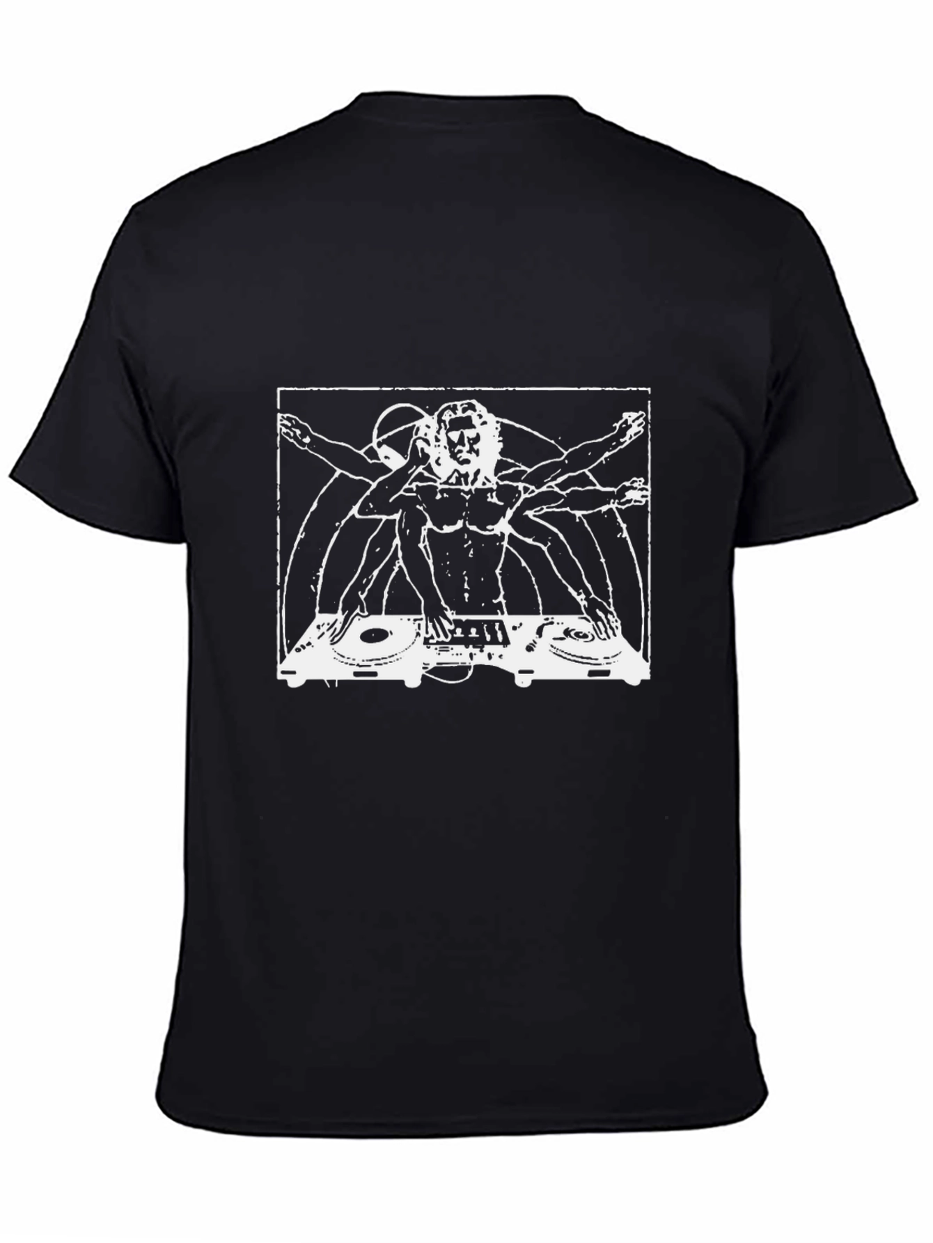 DJ Vitruvian Man Black T-Shirt